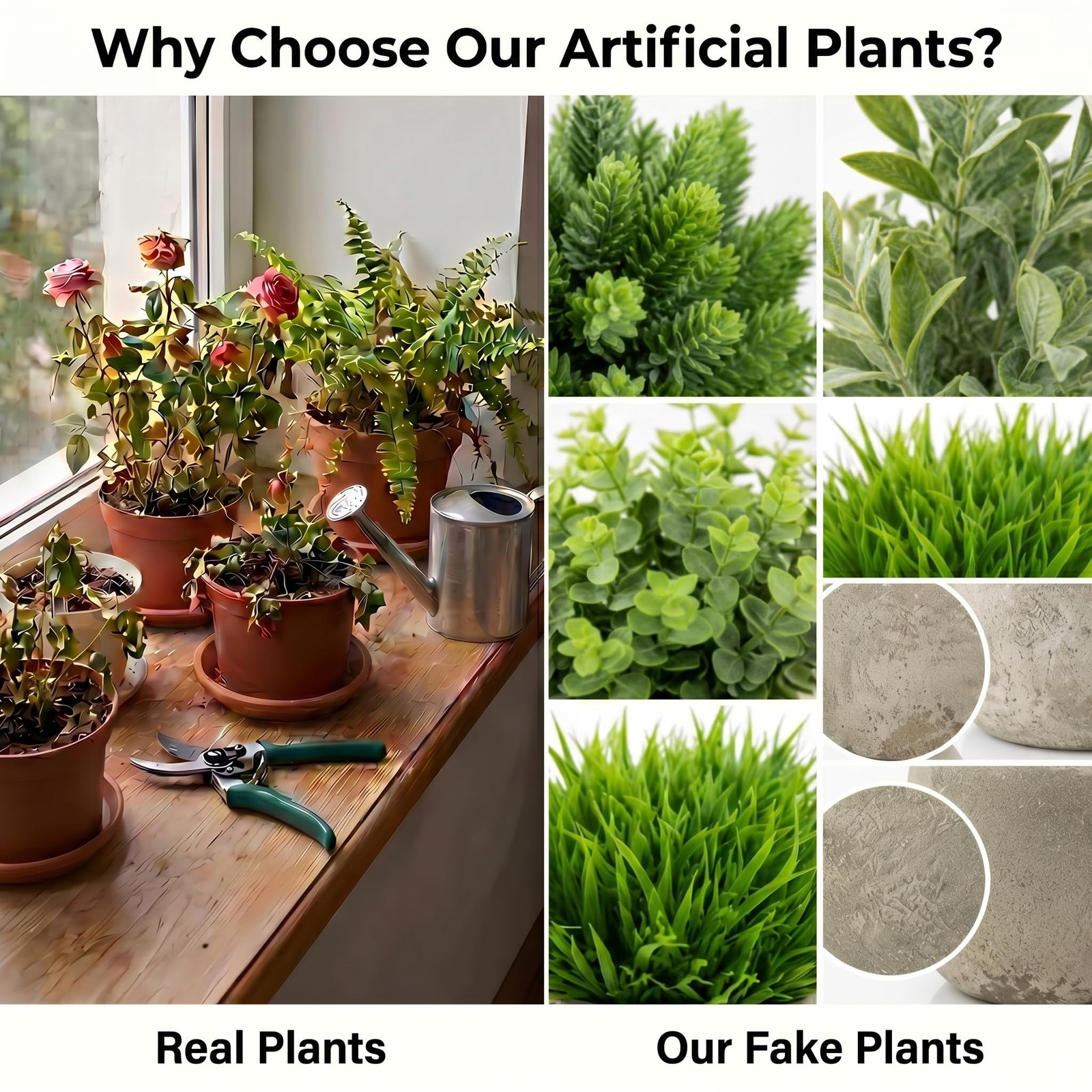 5 Pack Small Fake Plants with Pots – Realistic Faux Greenery Set, No Watering…