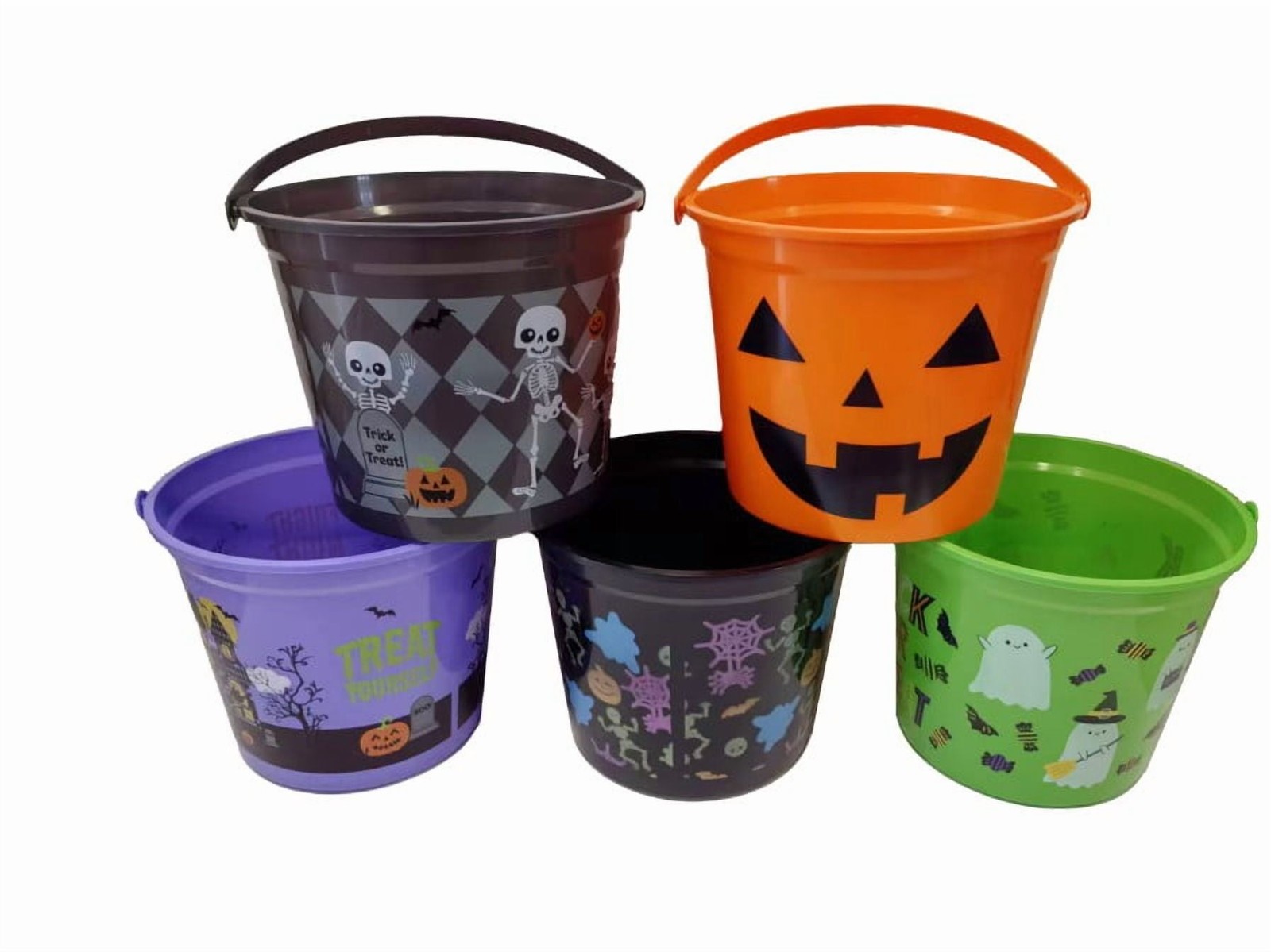 Printed Halloween Pail 9.45 in Assorted Pack of 2