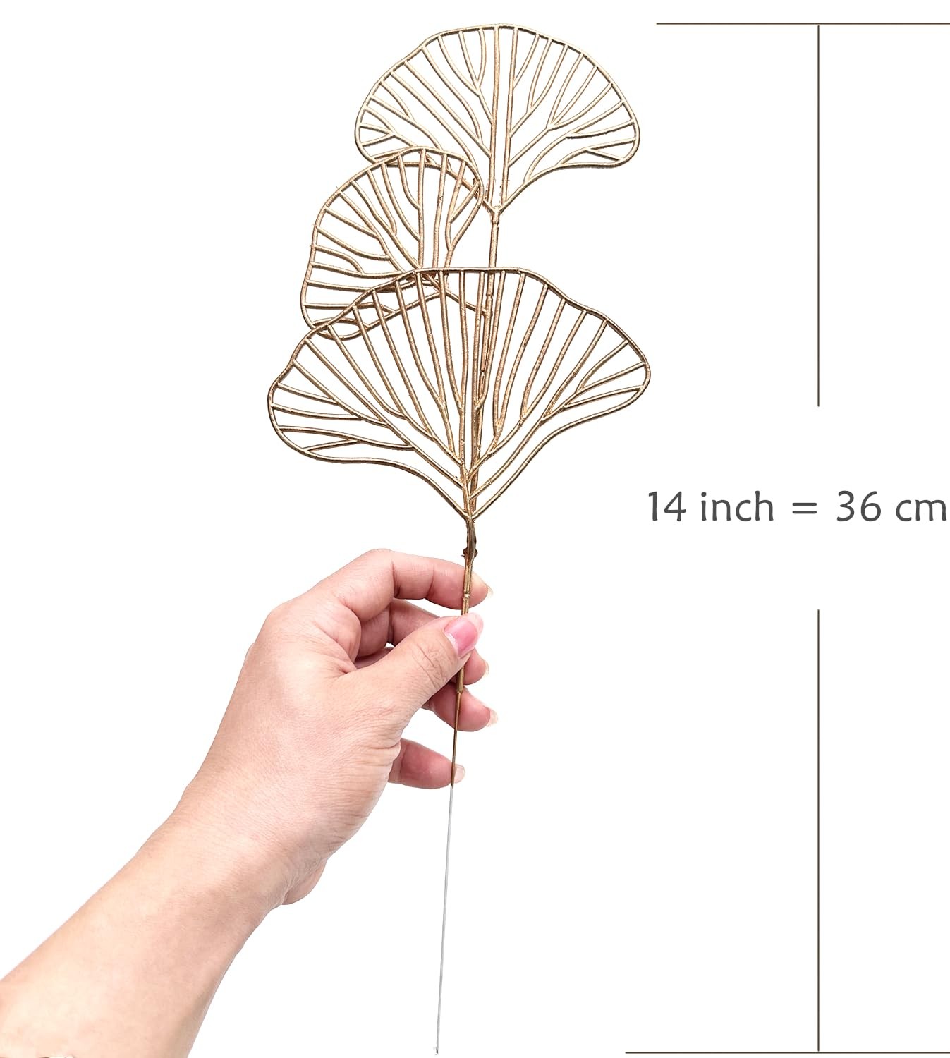 Golden Ginkgo Leaves Stems Christmas Decoration, Artificial Plants Fake Plast…