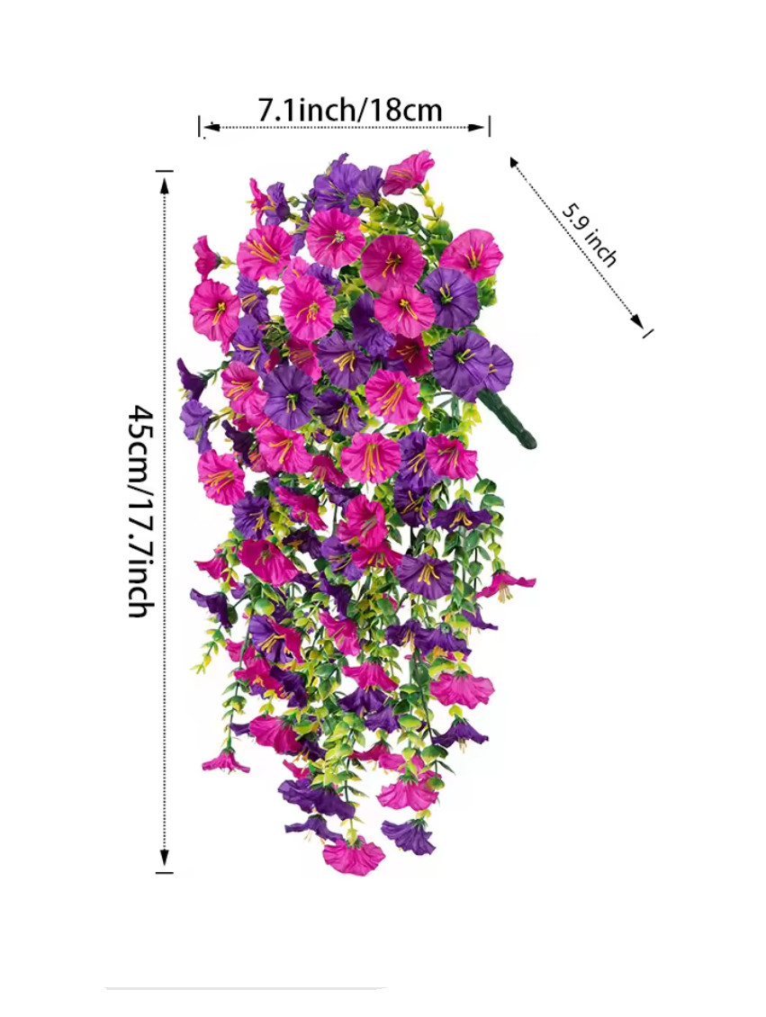 4Pcs Eucalyptus Morning Glory Flowers Artificial Hanging for Home Outdoor Garden
