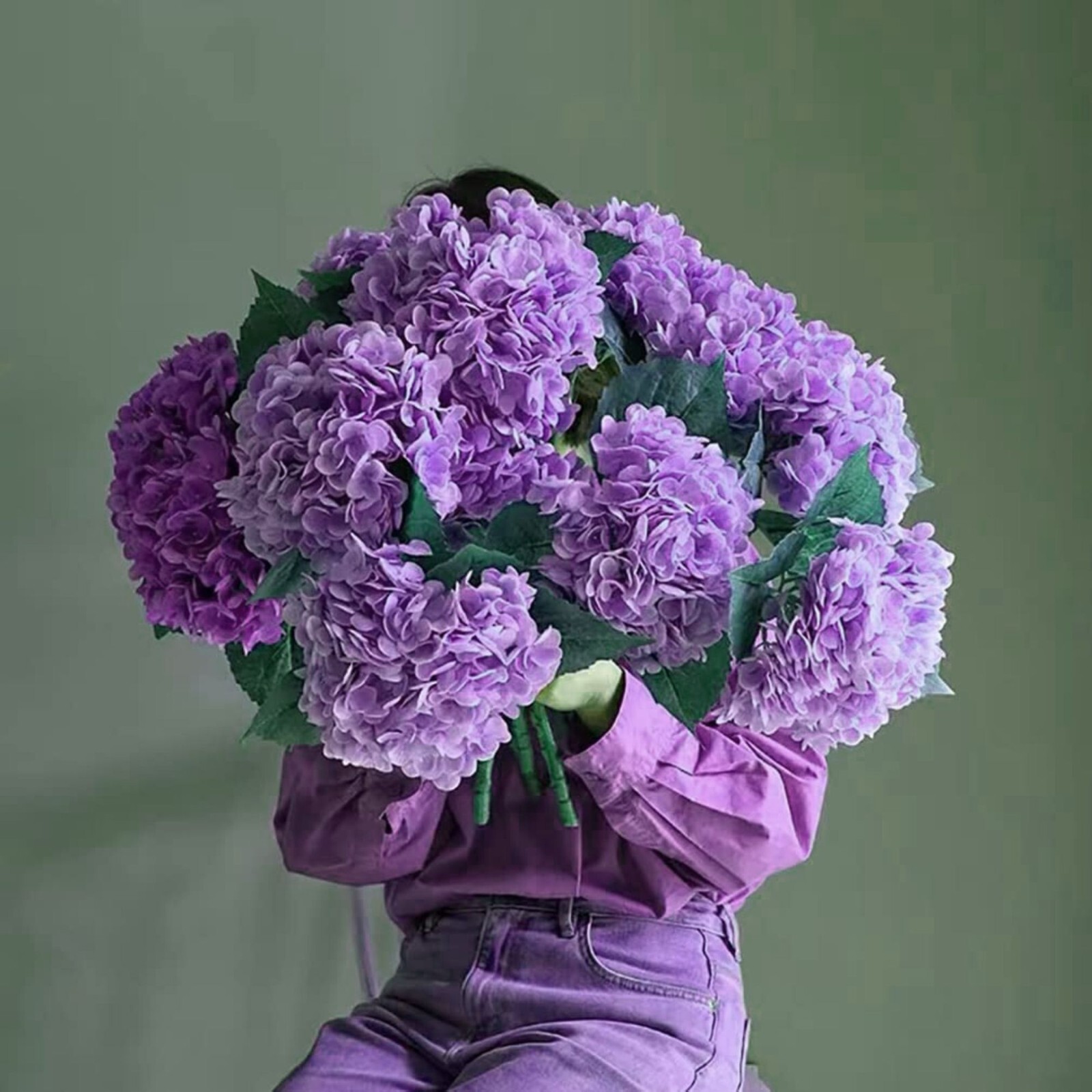 3pcs 25in Artificial Realistic Hydrangea Flowers 3D Real Touch 25in Extra Long