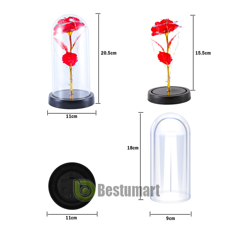 Rose LED Light Glass Gift for Wife Women Her Christmas Girlfriend Birthday Lover