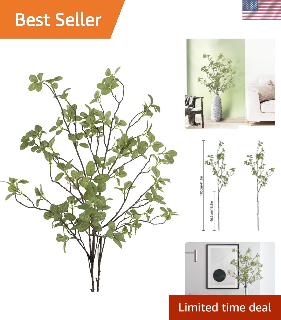 Realistic Faux Greenery Stems – Set of 2, 41.3” Tall for Versatile Indoor Decor