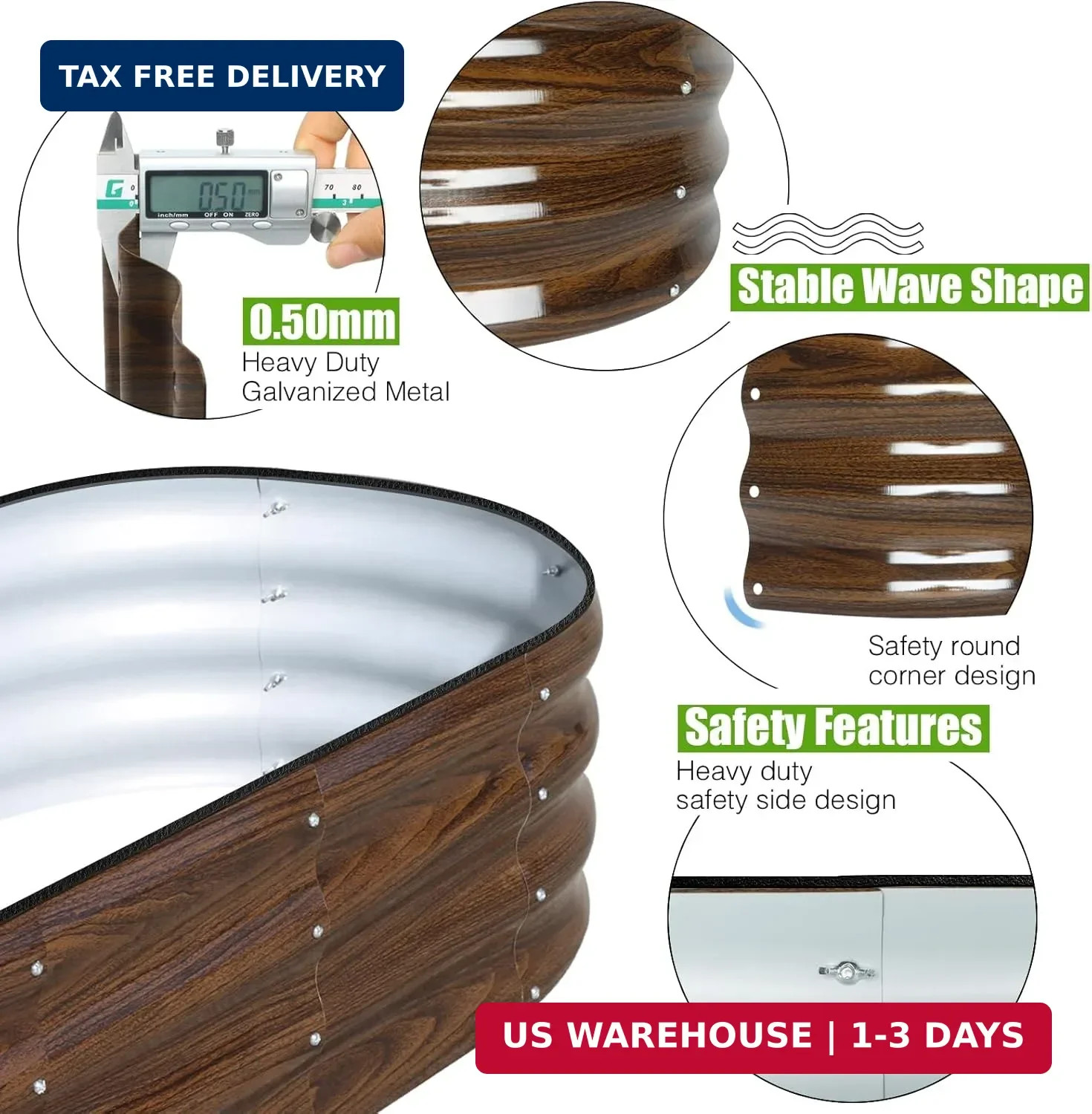 SnugNiture Galvanized Raised Garden Bed, 4x2x1ft Oval Metal Planter Box for Plan