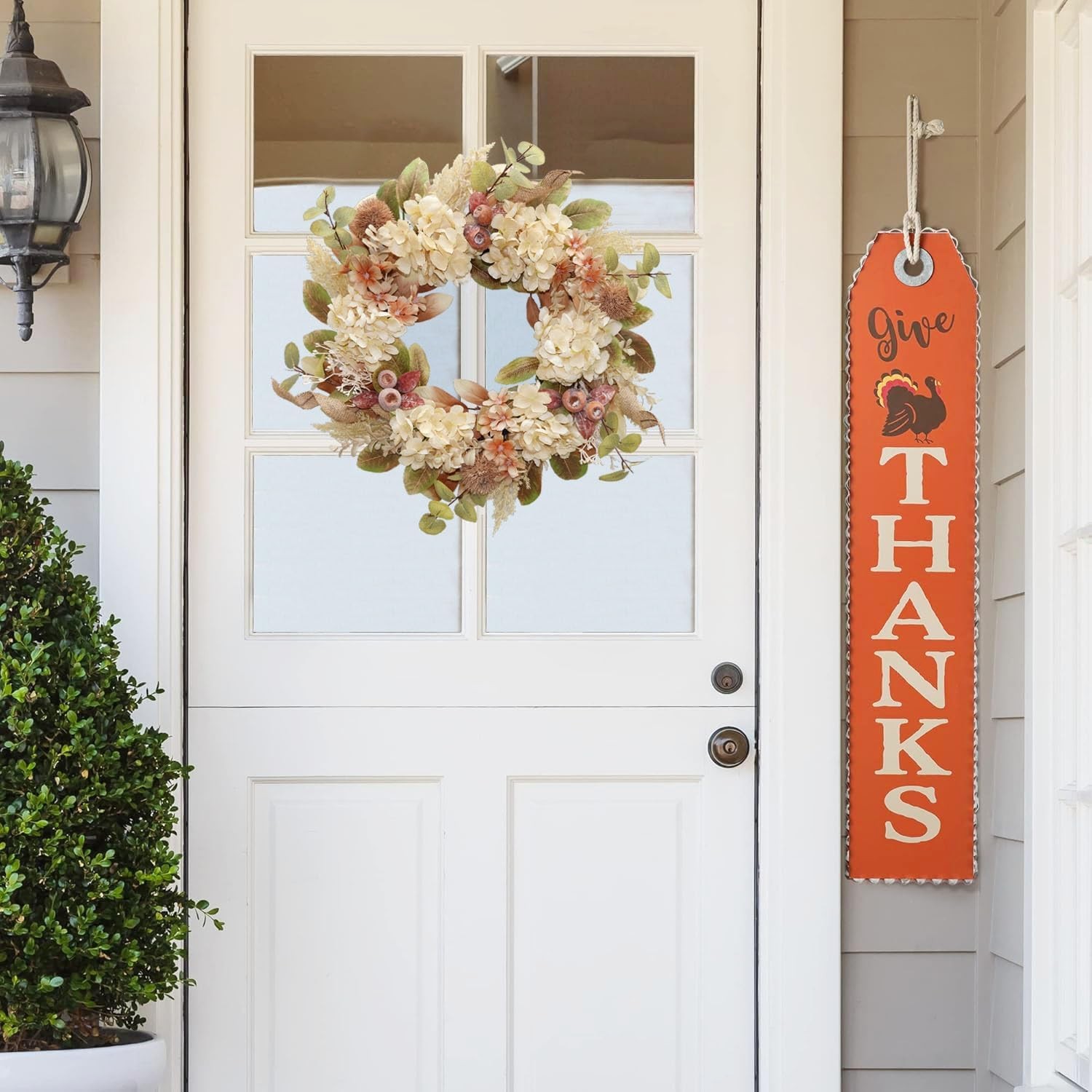 18 Inch Fall Wreath for Front Door Boho Brown Outdoor Decor