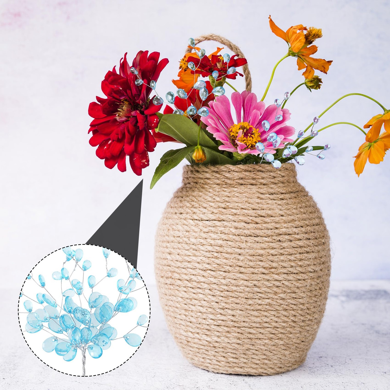 25pcs Acrylic Crystal Flower Branches Artifial Bead Drop Bouquets Glitter Flo…