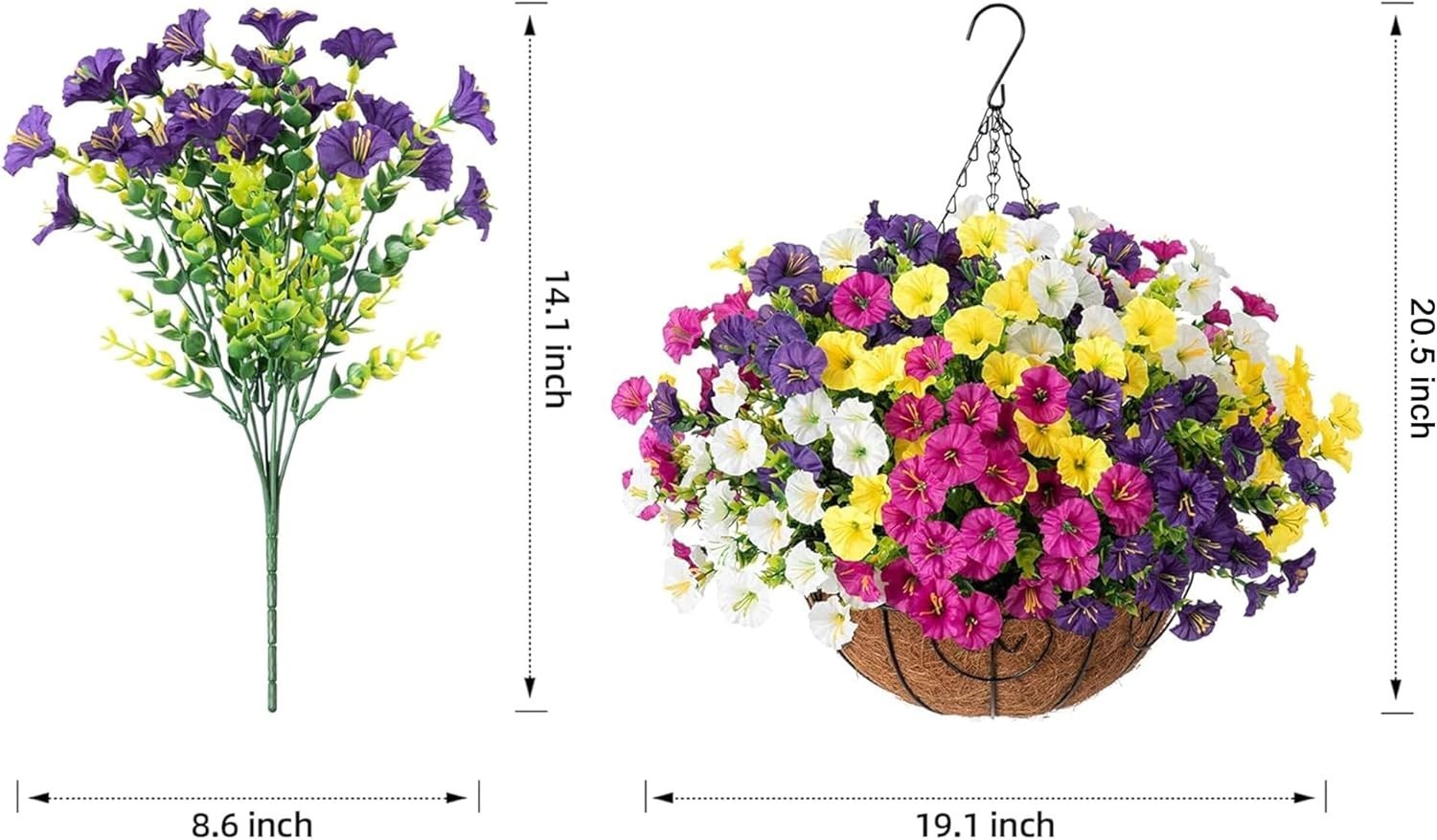 Stunning Artificial Morning Glory Arrangement in Hanging Basket – All Occasion