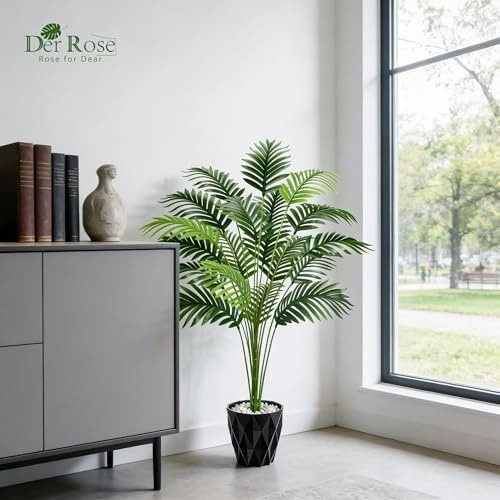 Der Rose 44″ Artificial Palm Tree with Stable Base for Indoor Living Room Off…