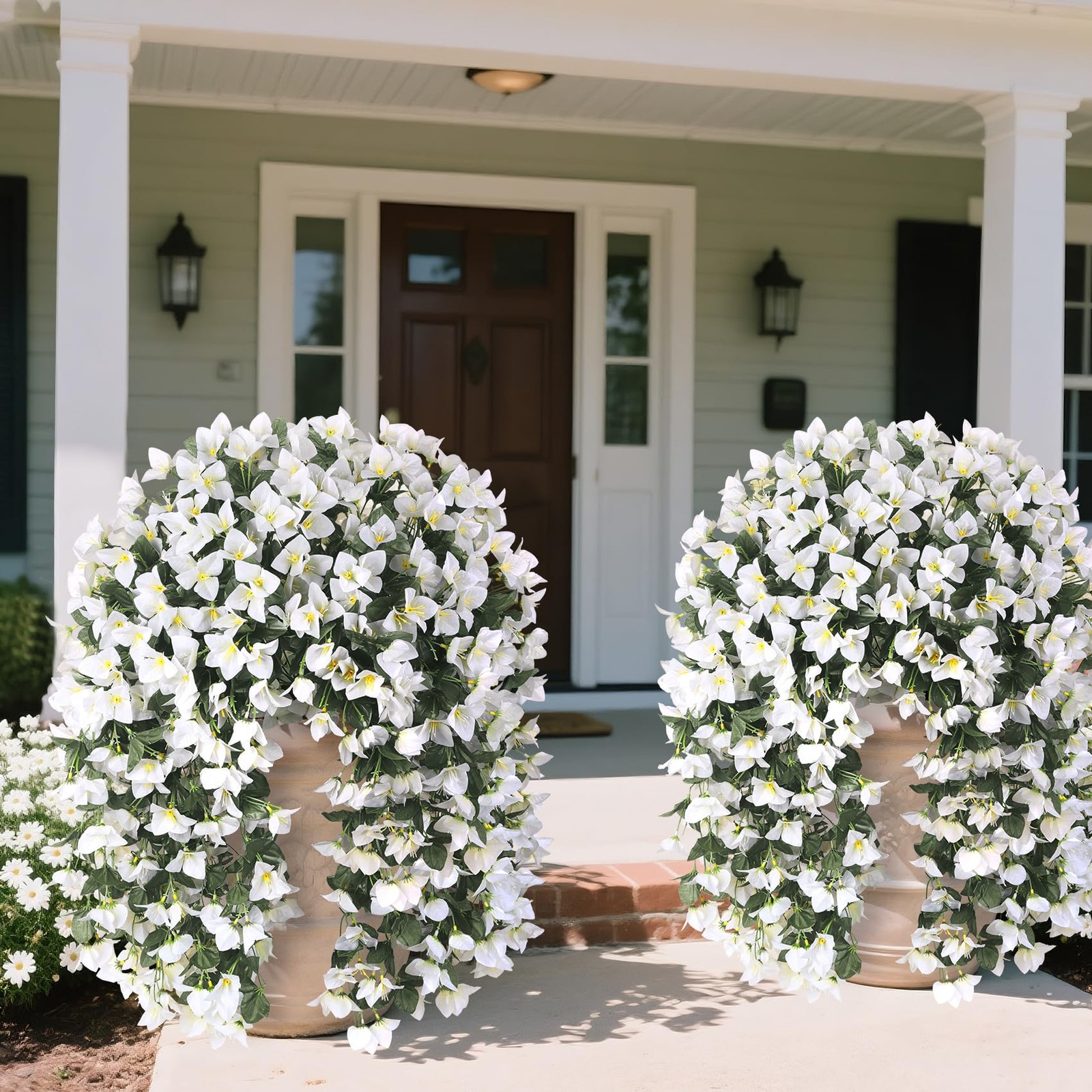 3 Pcs Artificial Hanging Bougainvillea Flowers for Outdoors, Fake Hanging Pla…