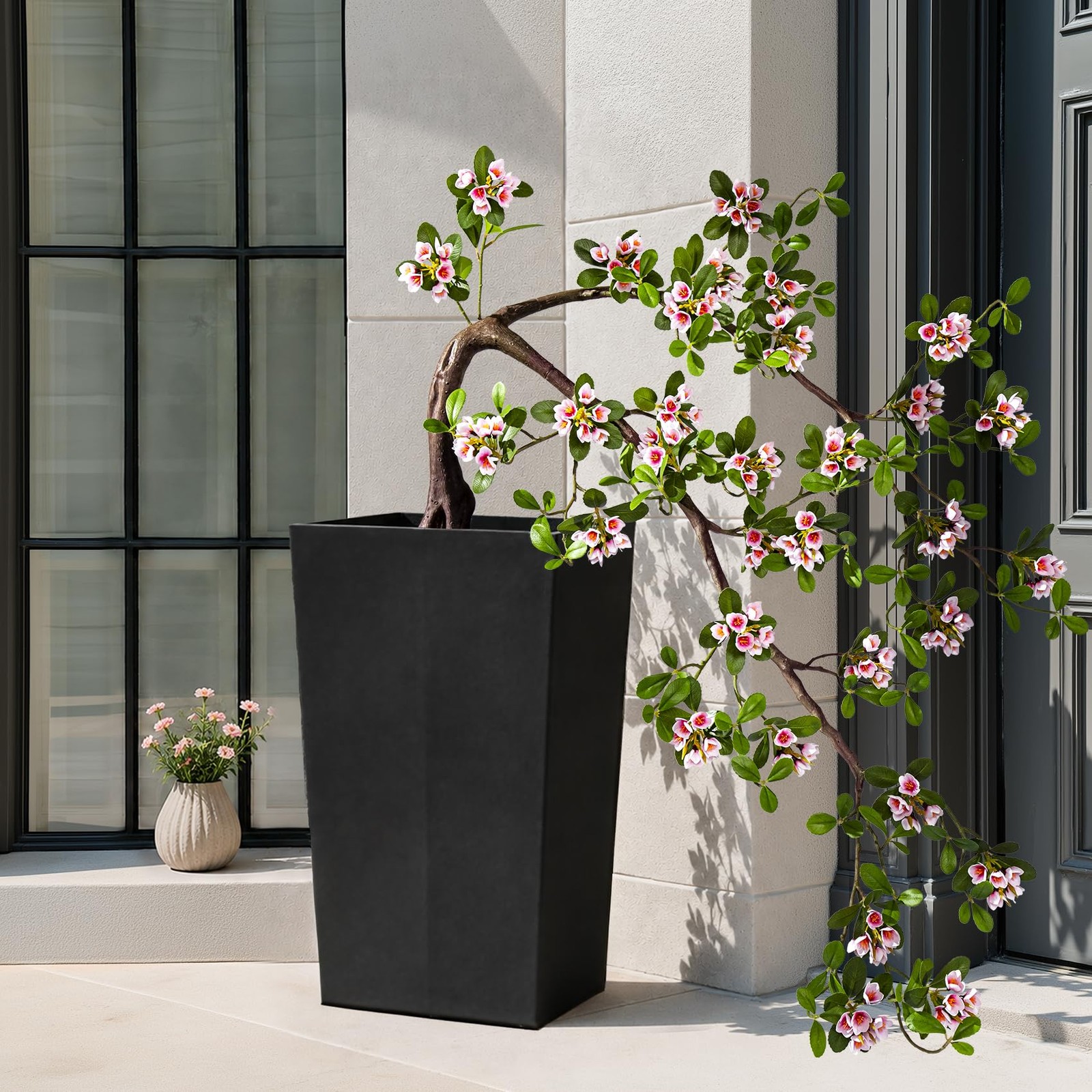 Artificial Topiary Trees for Outdoor Front Porch Door Front Porch Plants(Pink)
