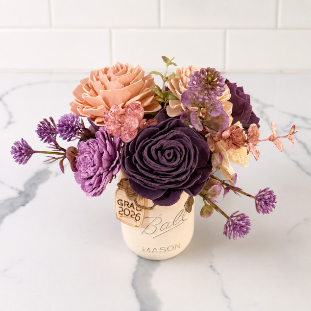 Sola Wood Floral Arrangement 16oz Mason Jar Personalised Custom Home Decor Gift