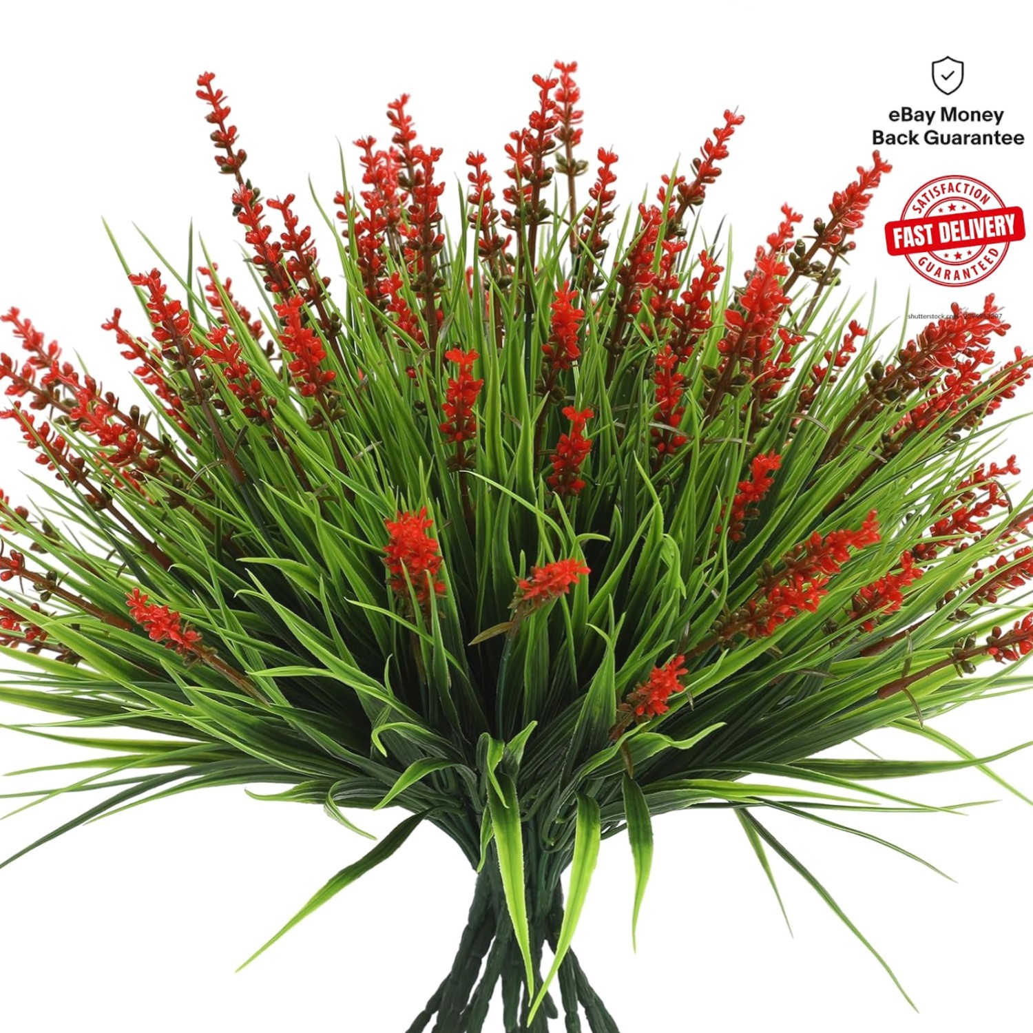 Stunning 12 Bundles of Artificial Red Flowers – Zero Maintenance Outdoor Decor