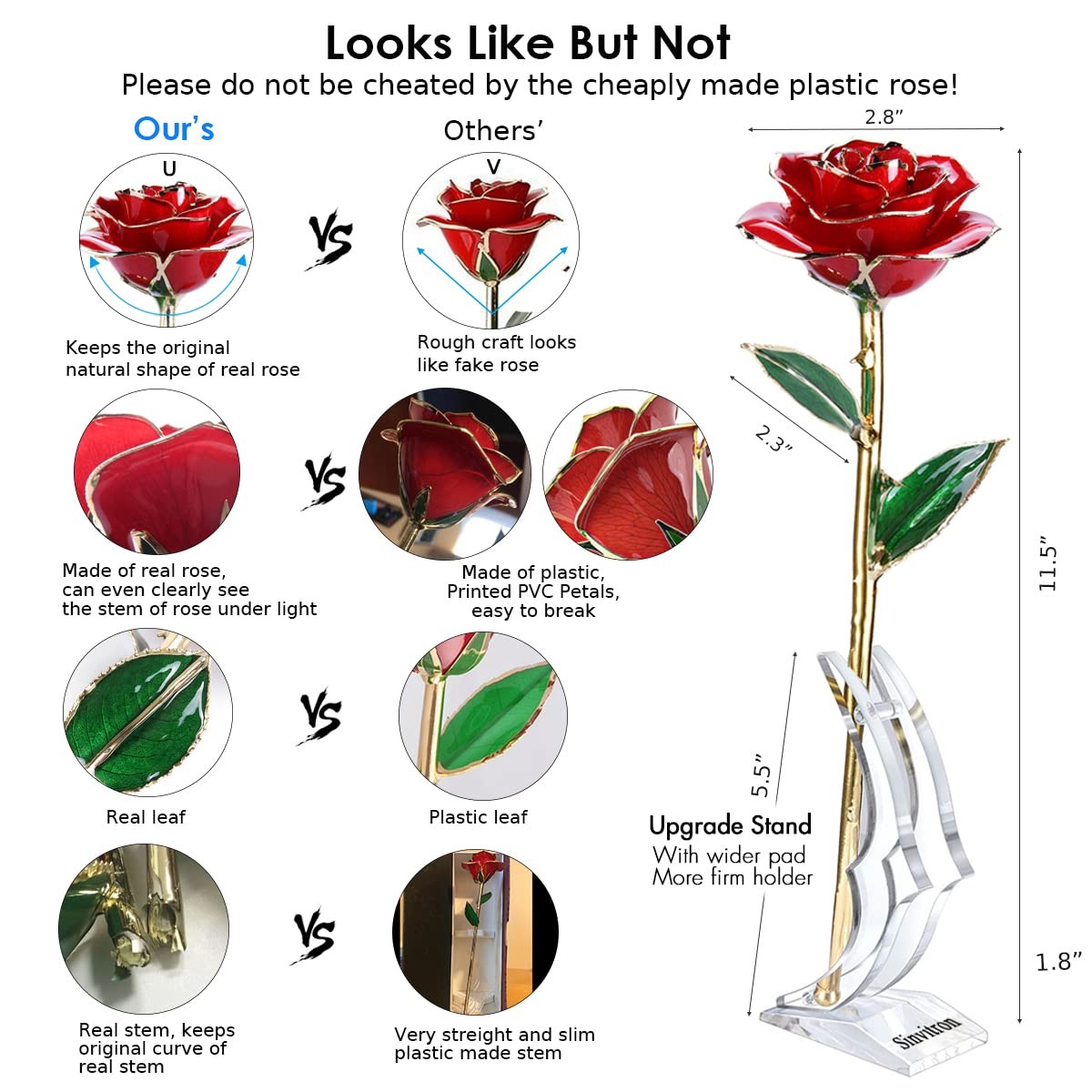 Sinvitron Gold Dipped Infinity Rose – Eternal Resin-preserved Rose |