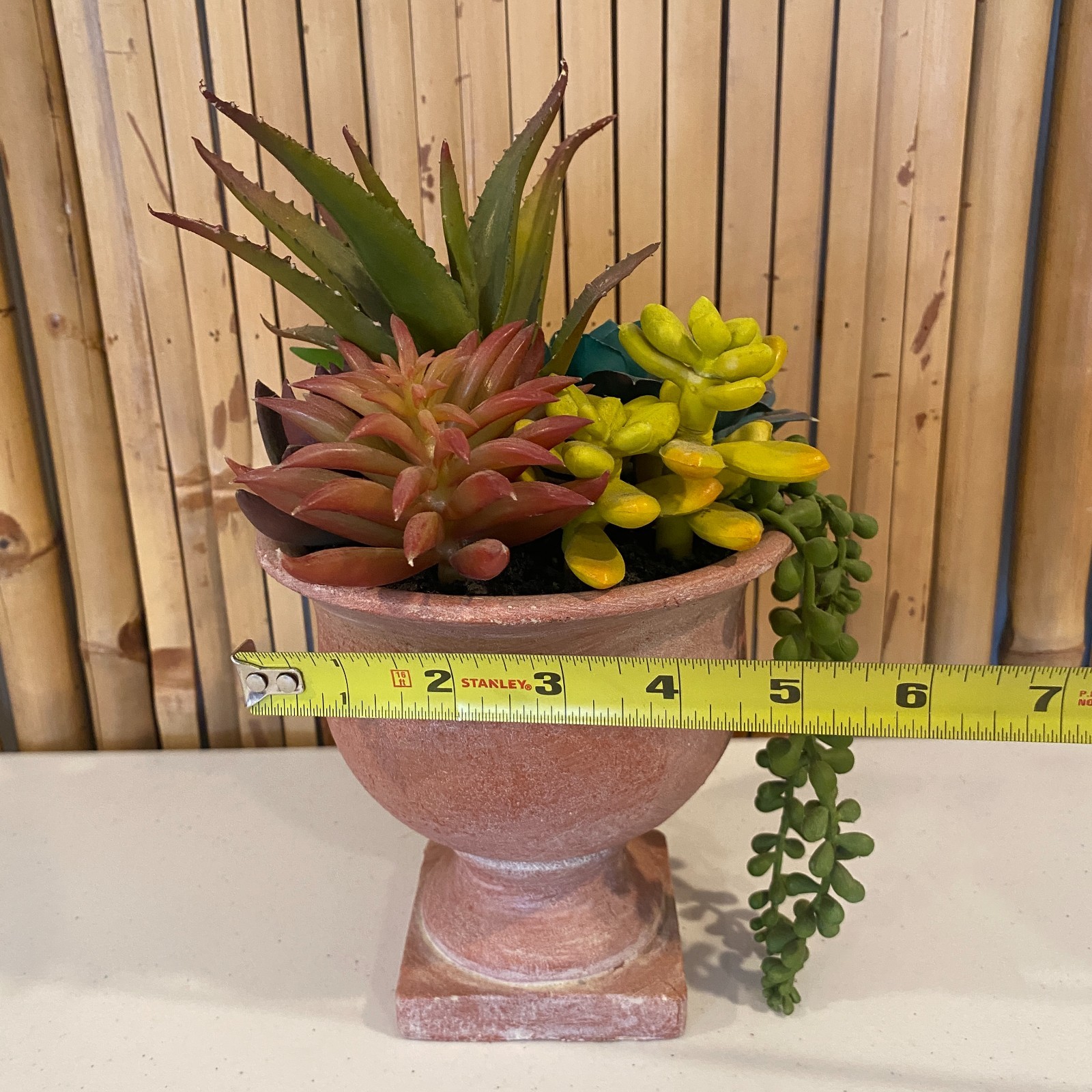 Cottagecore Faux Terracotta Pottery Succulent Arrangement Desert Boho Home Decor
