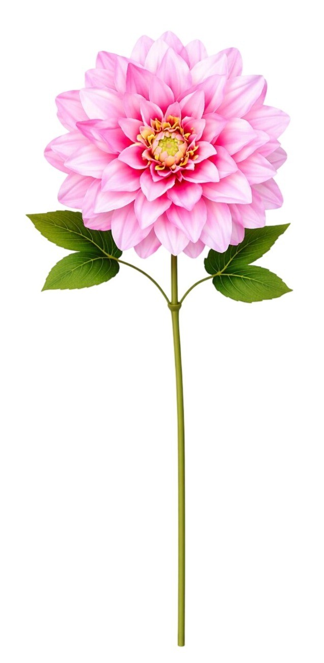 Pink Dahlia Stem Faux Flower 24 Inch 5 Inch Bloom Soft Pink Artificial Dahlia We
