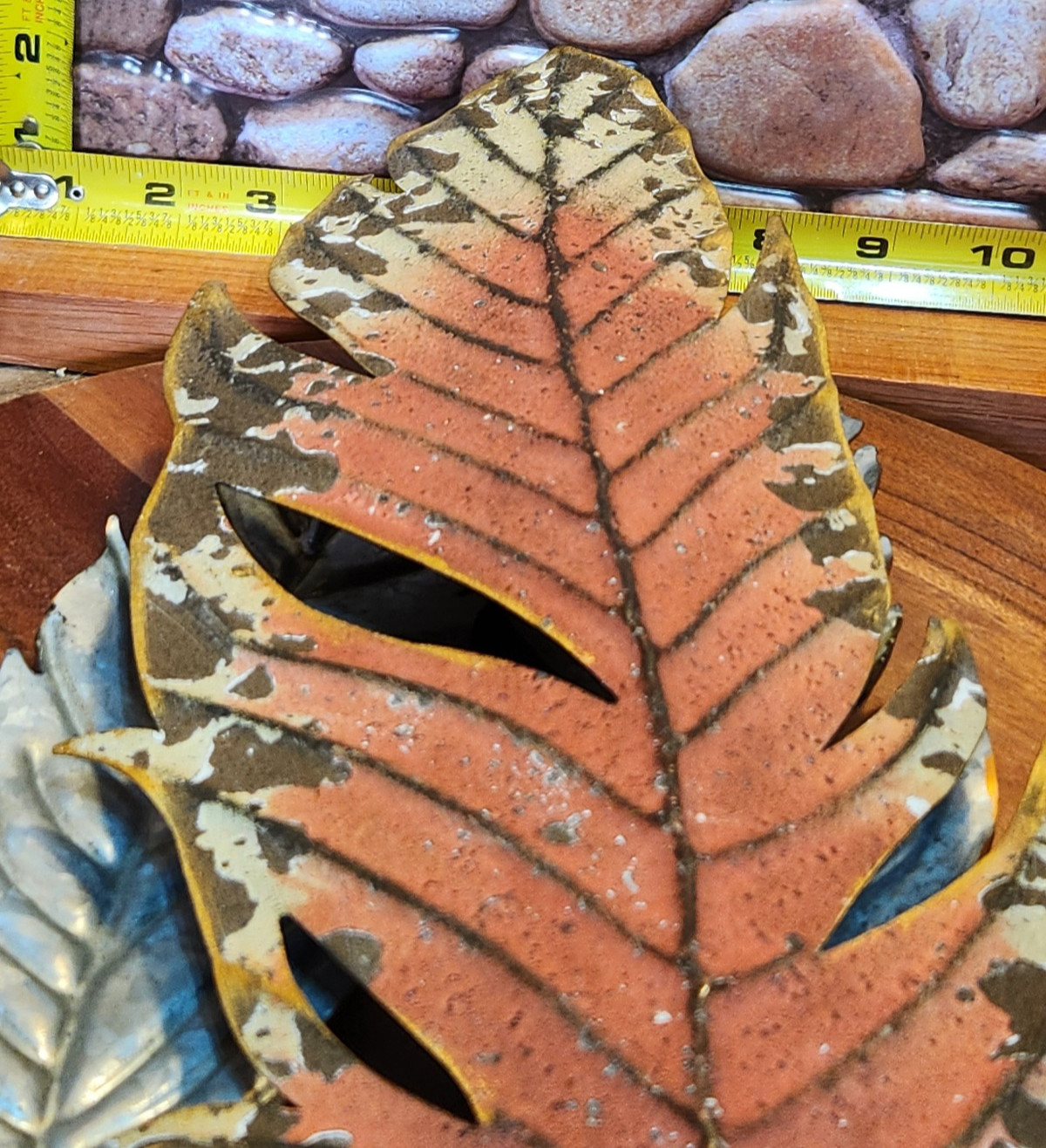 3 stamped steel LEAVES 27″ 15″ 14″ Wall Art NEW-Vintage STOCK-STEAMPUNK ART