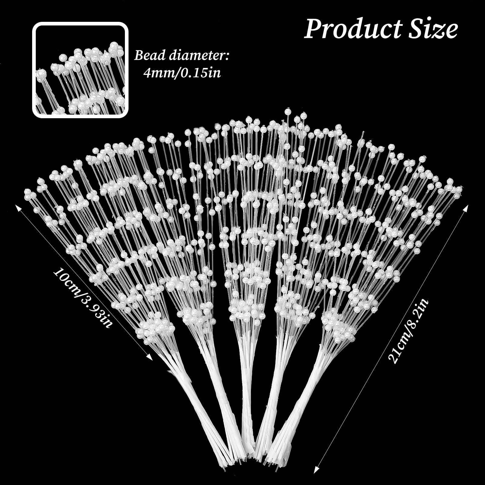 String Pearl Sticks Pearls for Wedding Decor, 50PCS Christmas Garland 4mm Pea…