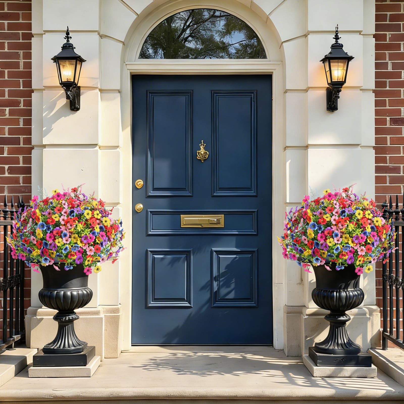 24 Bundles Artificial Flowers for Outdoors UV Resistant Decor