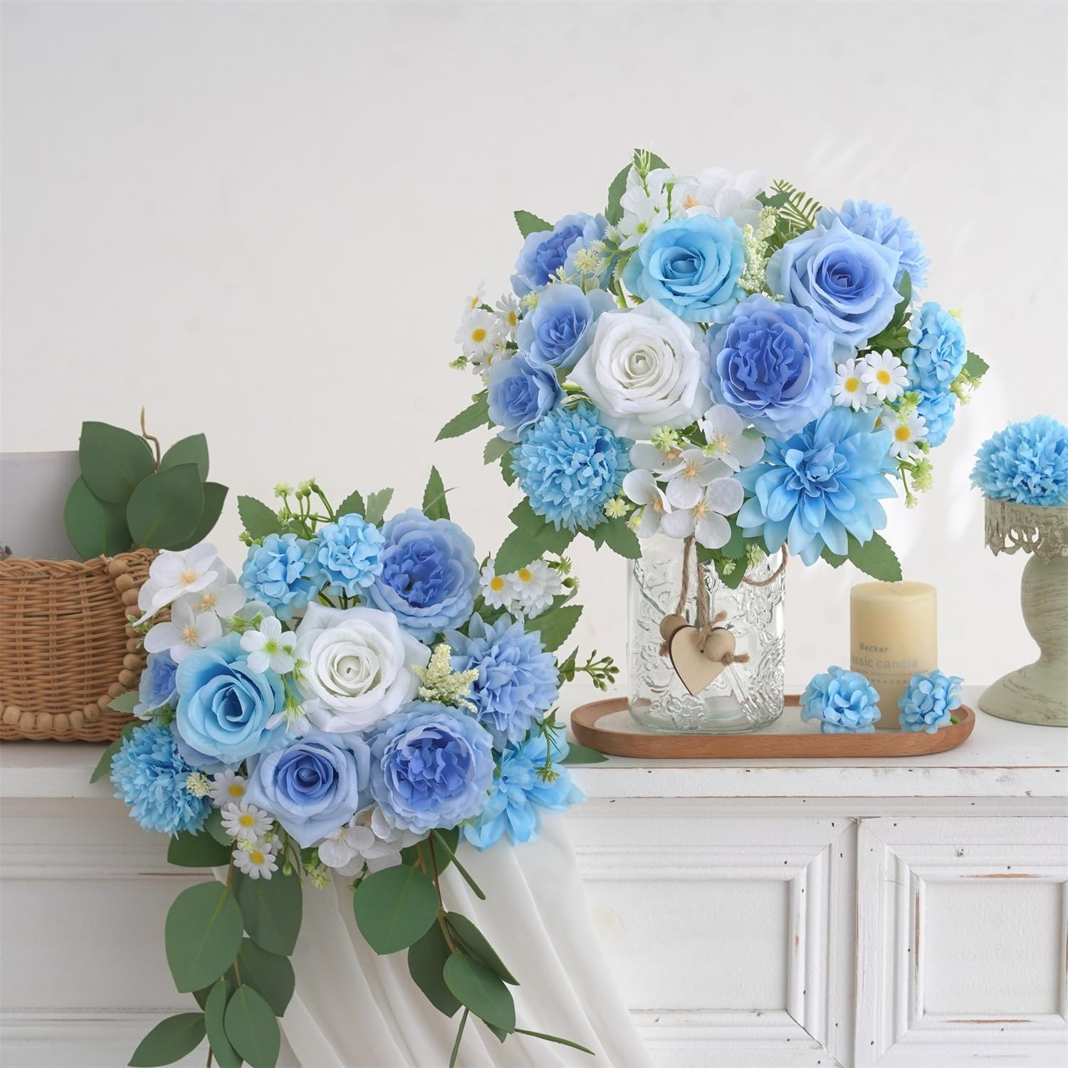 4 Pcs Mixed Artificial Flowers Set, Small Artificial Peony Bouquet Fake Rose …
