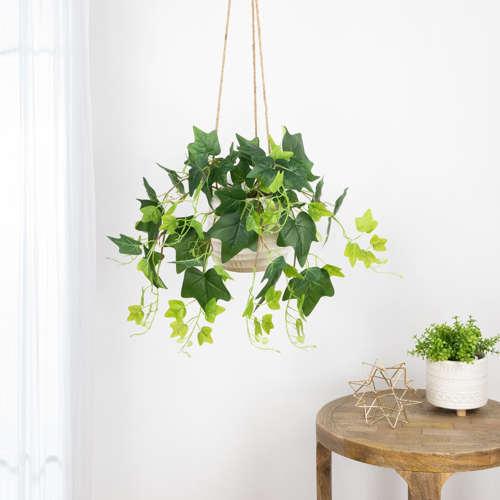 21″ Green Artificial Ivy Hanging Floral Bush