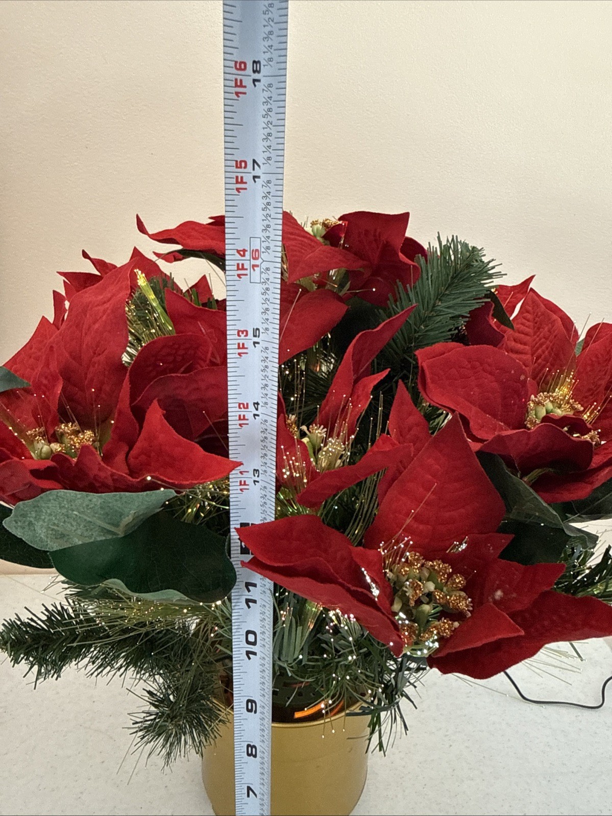 16” Fiber Optic Color Changing Poinsettia Flower Arrangement by Holiday Time