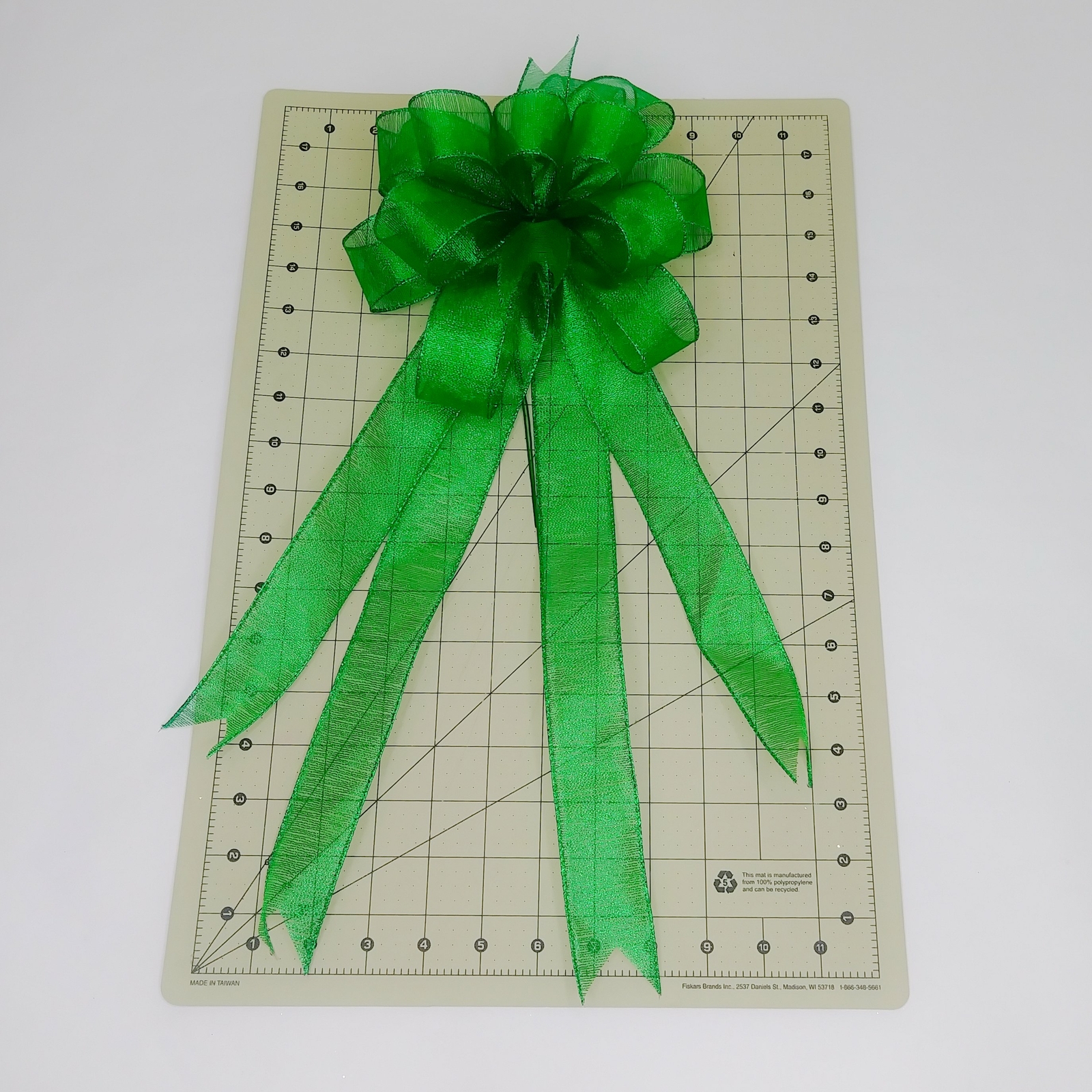 Wreath Bow, Christmas Bow, Emerald Green Sheer Metallic