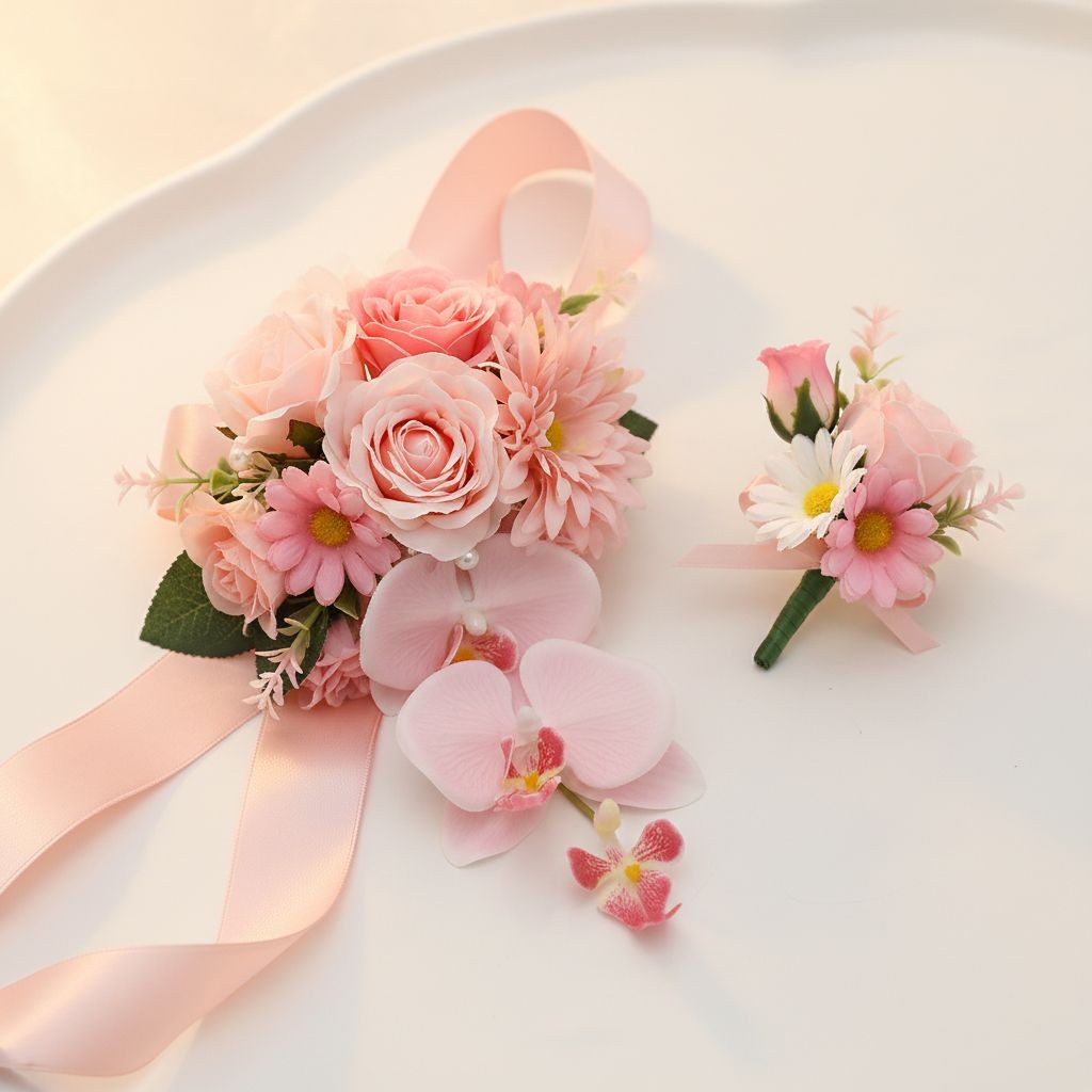 25 Pink Artificial Flower Heads for DIY Crafts – Roses, Daisies, Orchids