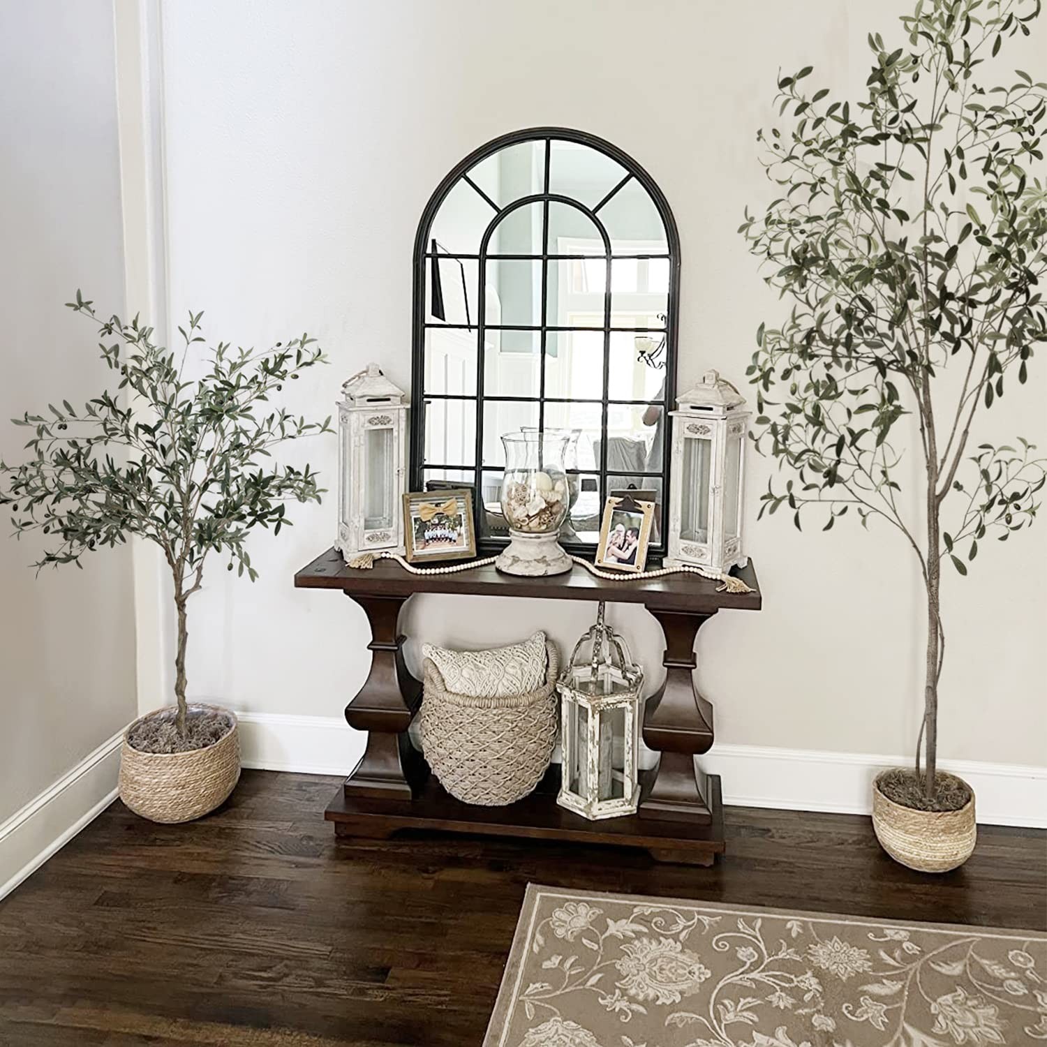 Artificial Olive Tree Tall Fake Potted Olive Silk Tree with Planter Large Fau…