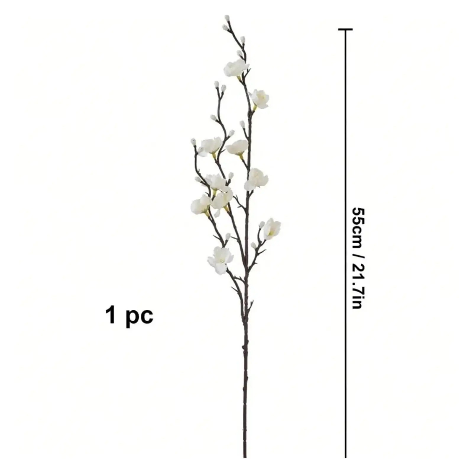 Artificial Plum Blossom 21.7” Fake Wintersweet Long Stem Plastic Flowers for Ho