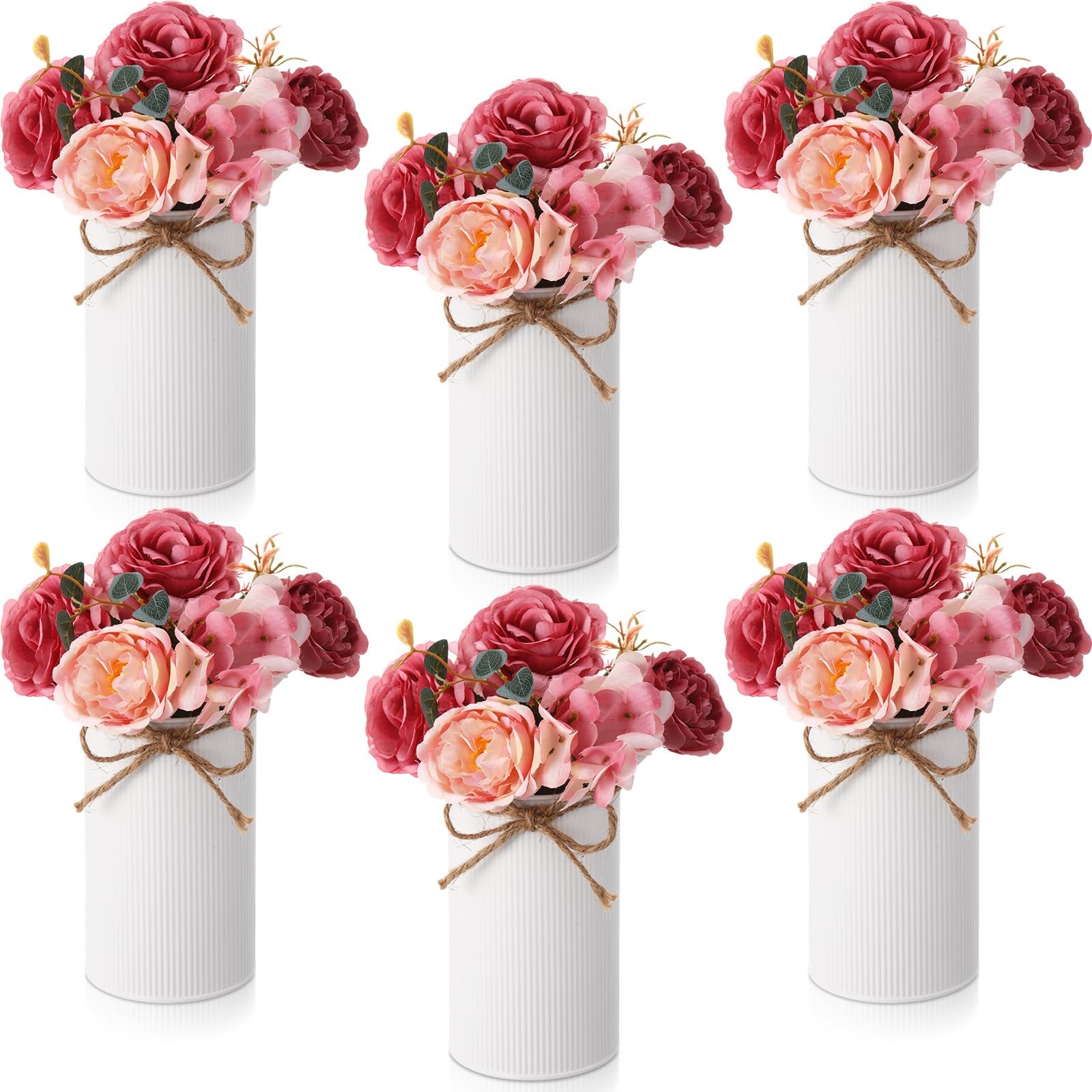 6 Sets Wedding Centerpiece for Table Decoration Dusty Pink Artificial Fake Ro…