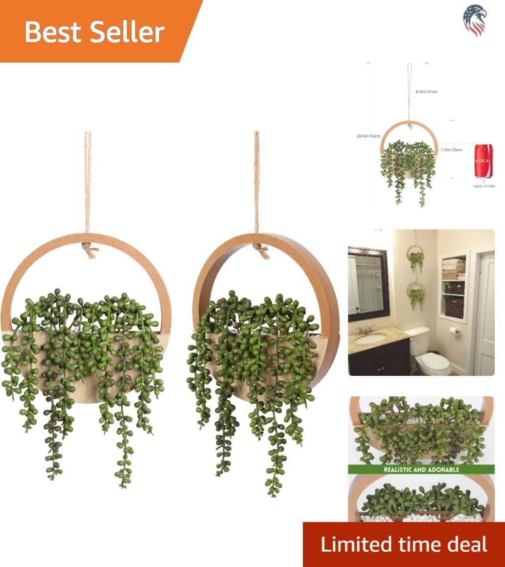 Artificial Succulents Hanging Plants 12.2inch String of Pearls Faux Decor wit…