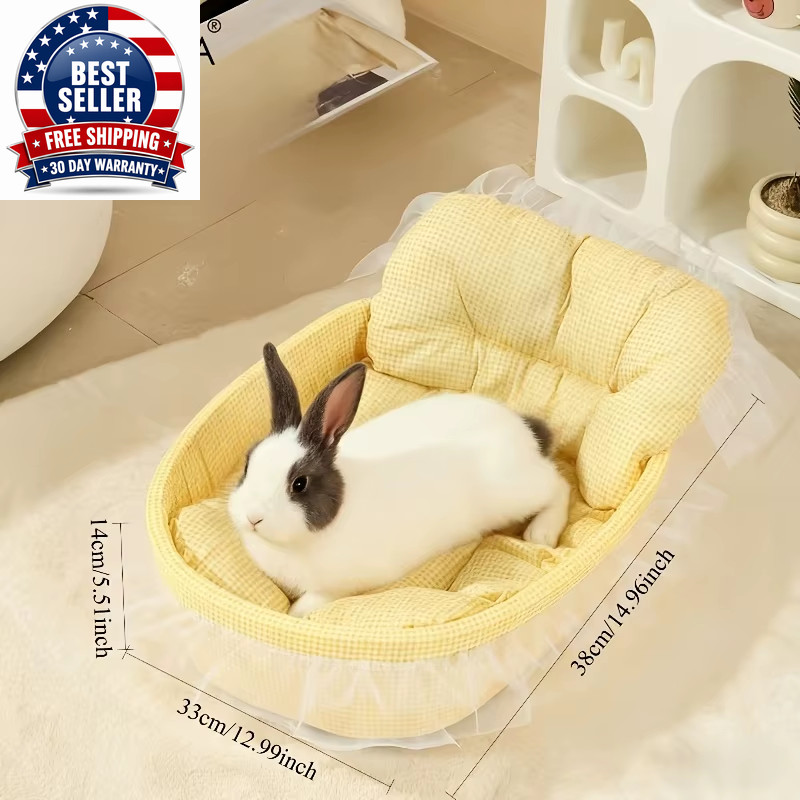 1PCS Soft Cute Bunny Princess Nest – Fluffy Rabbit Bed with Lace Edges, Cozy Plu
