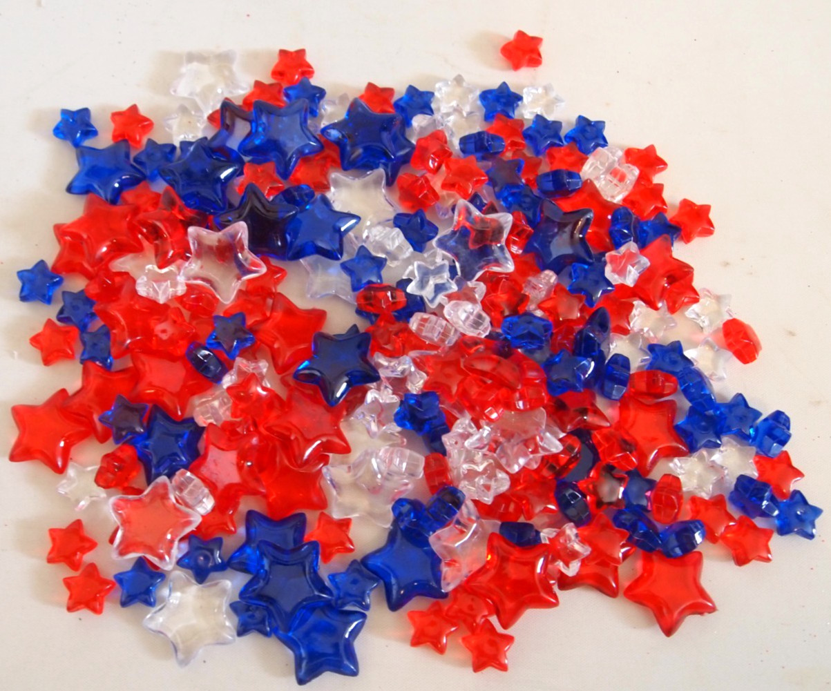 6.34 OZ Bag Acrylic Patriotic STAR July 4TH Gem Table Scatter Vase Filler NEW