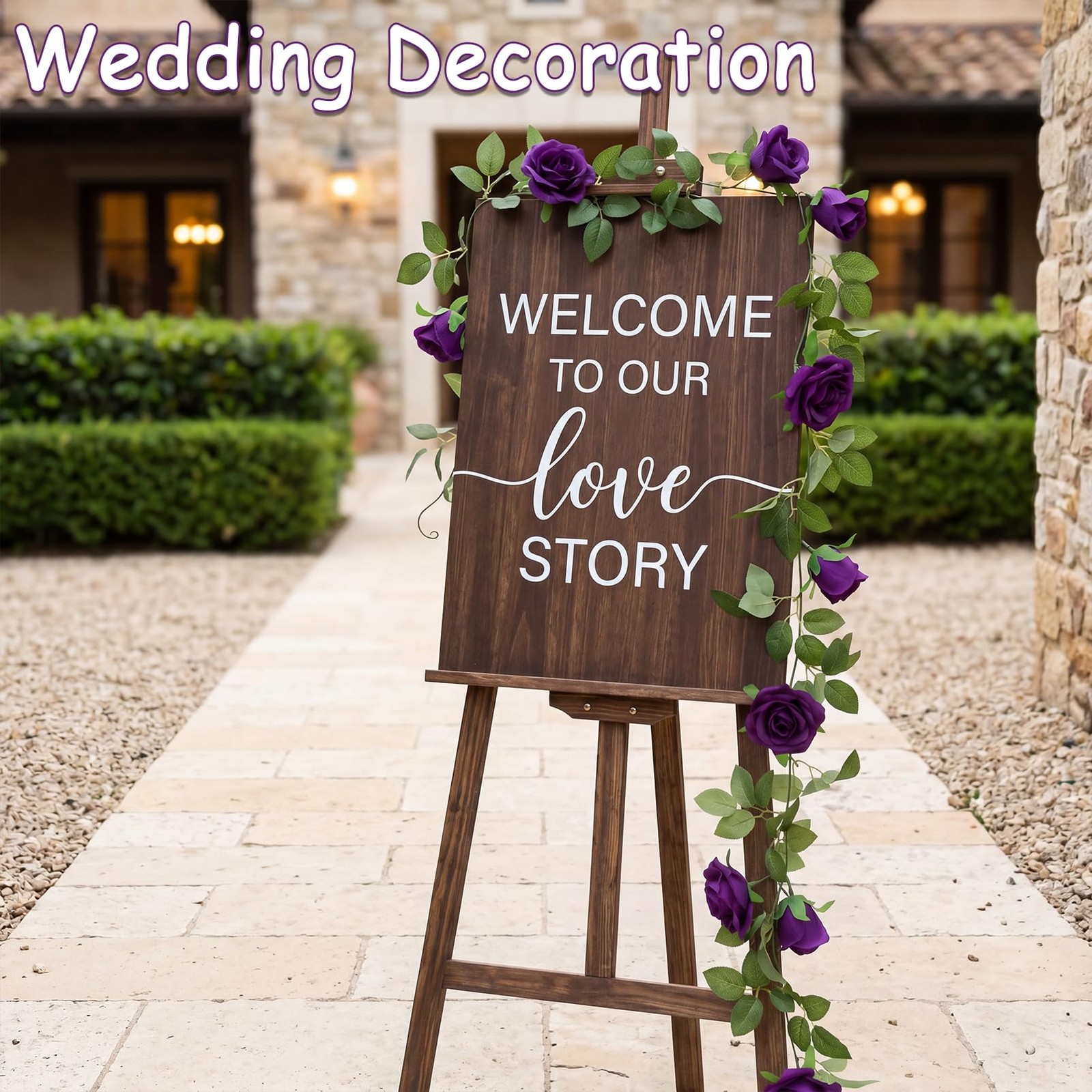 2 Pack Dark Purple Garland Each 6.5FT Artificial Flower Garland