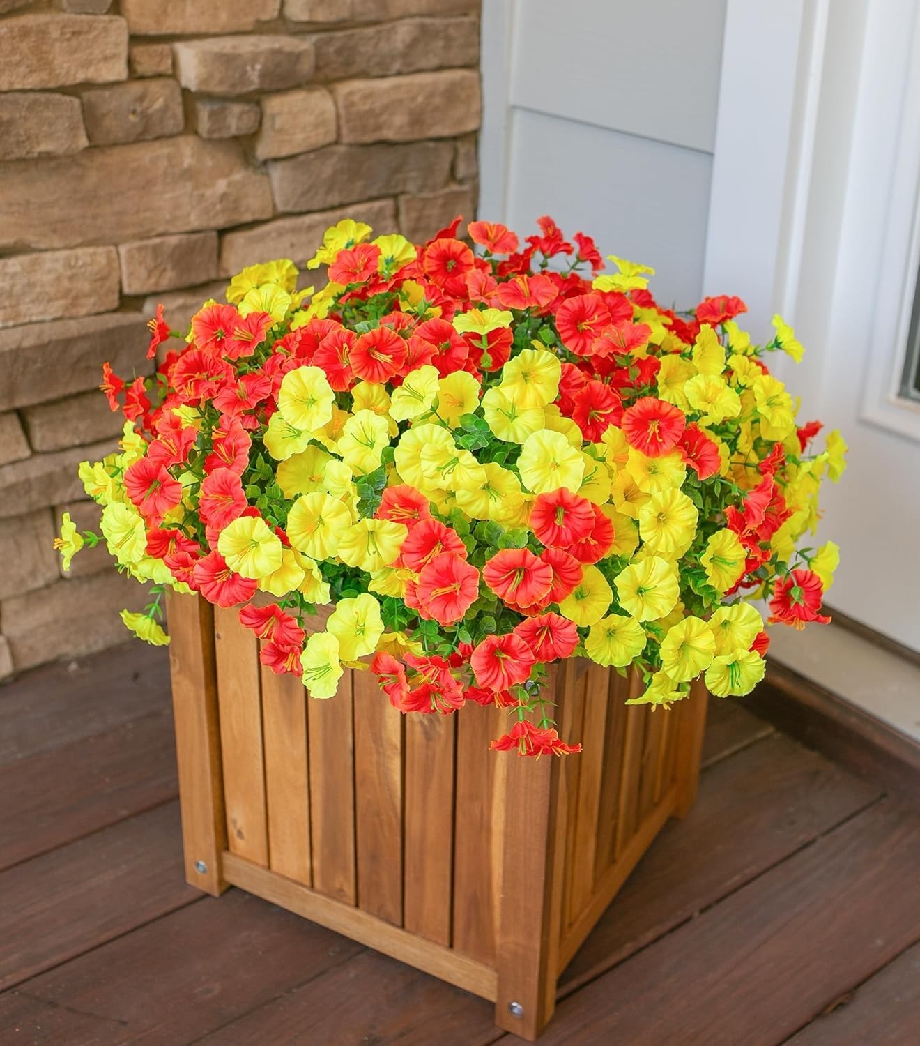 Artificial Flowers for Outdoors Fake Plants Outside Decoration, 12 Bundles Si…