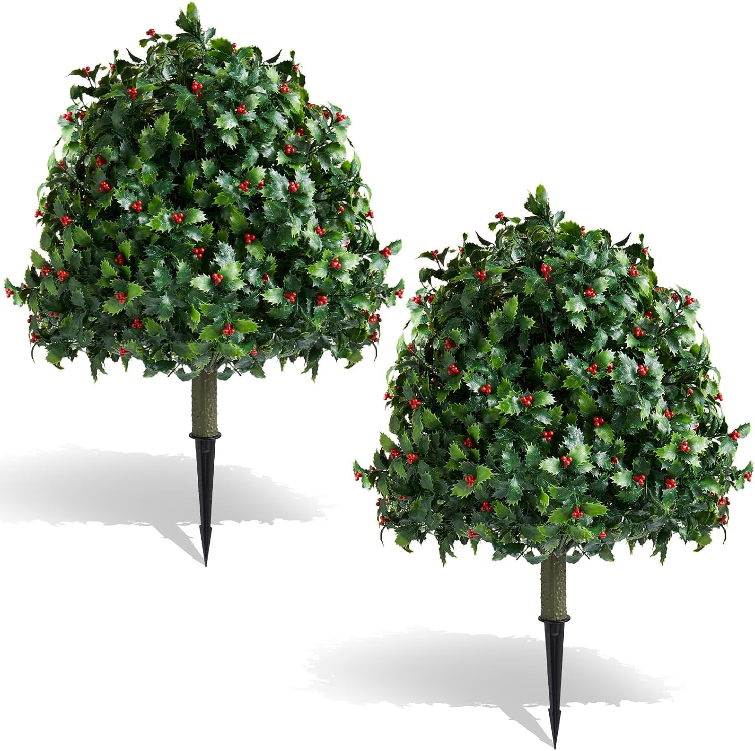 2Pcs Artificial Holly Spray with Berries for Christmas Decor & Wreaths