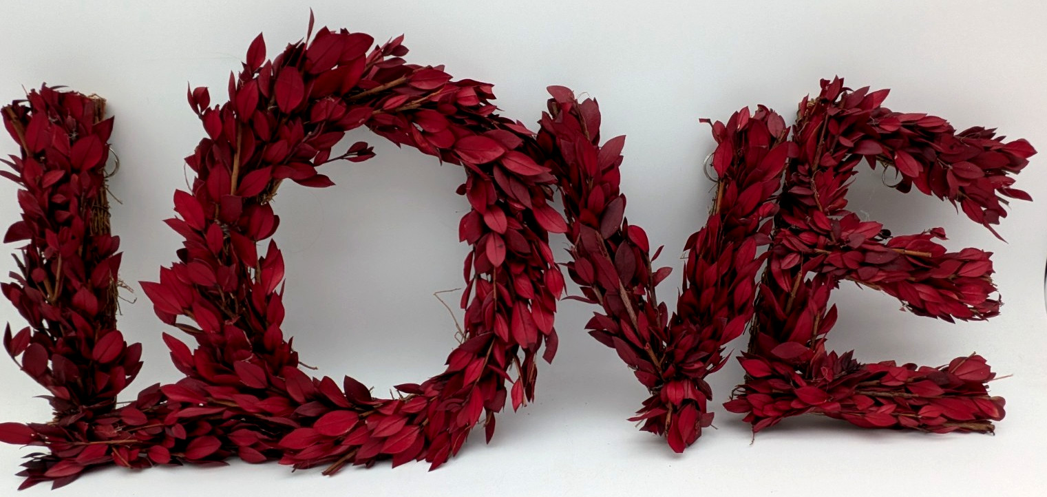 Preserved Myrtle Branches Letters Of Love Hooks To Hang Wall Decor