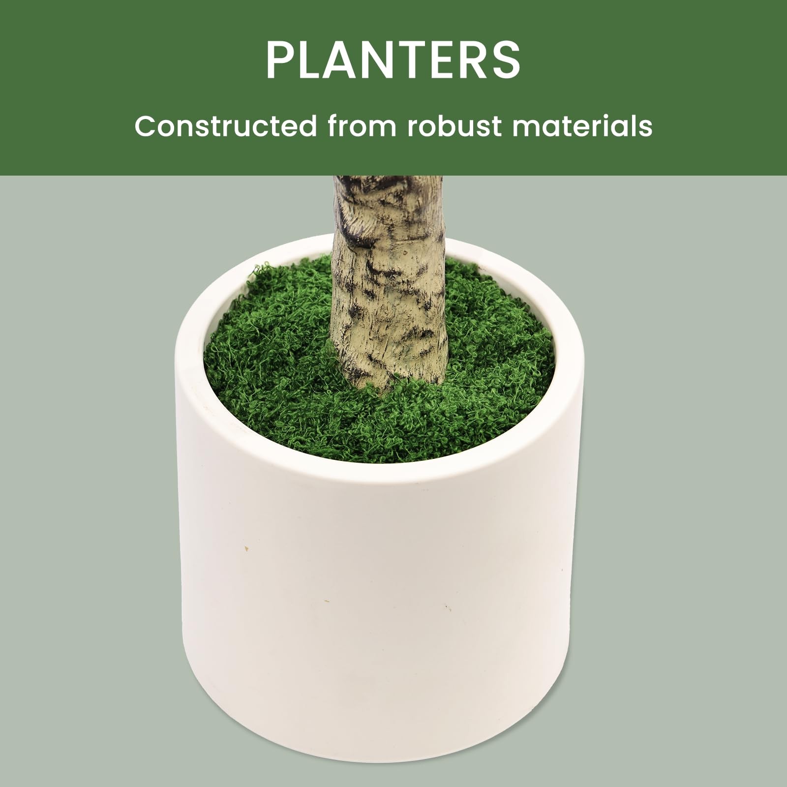 Faux Olive Tree 7ft Tall 1Pack with White Planter for Home Decor