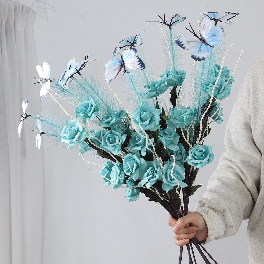 Artificial Reed Flower Bouquet for Wedding Home Office Decor White Pink Yellow