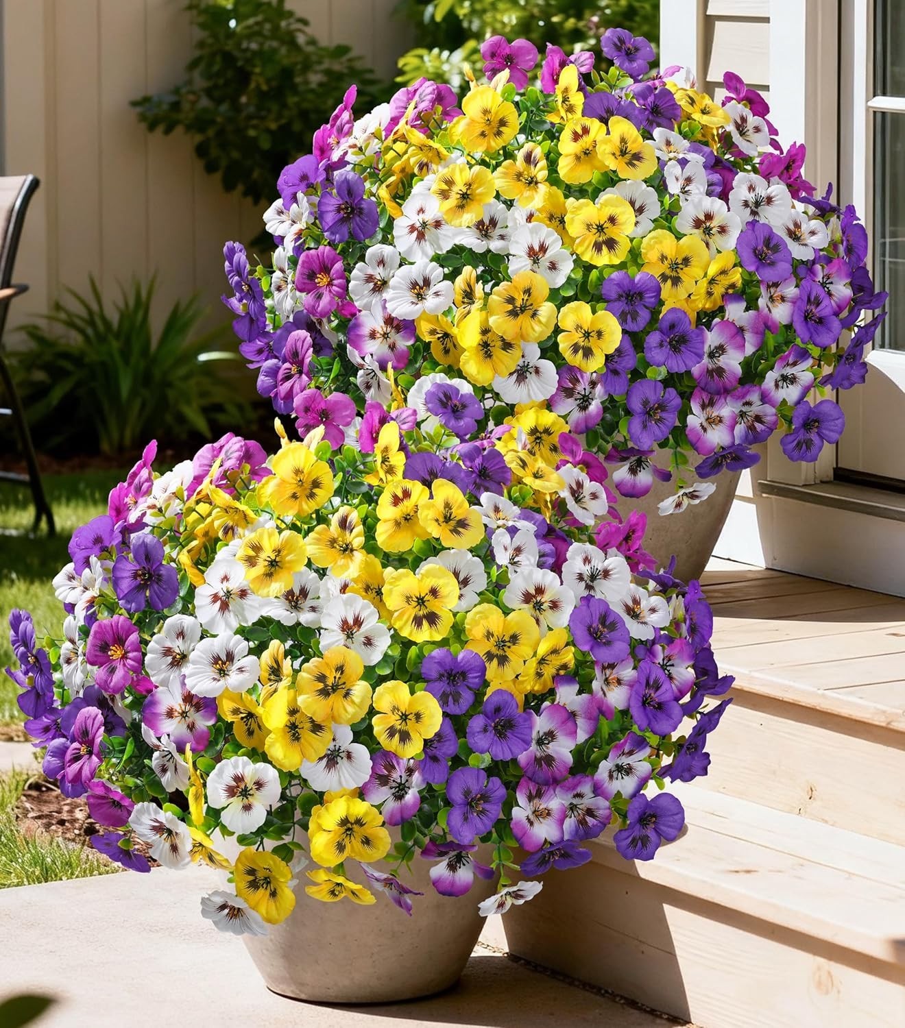 Vibrant 20PCS Mixed Color Artificial Pansies – Perfect for Patios & Gardens