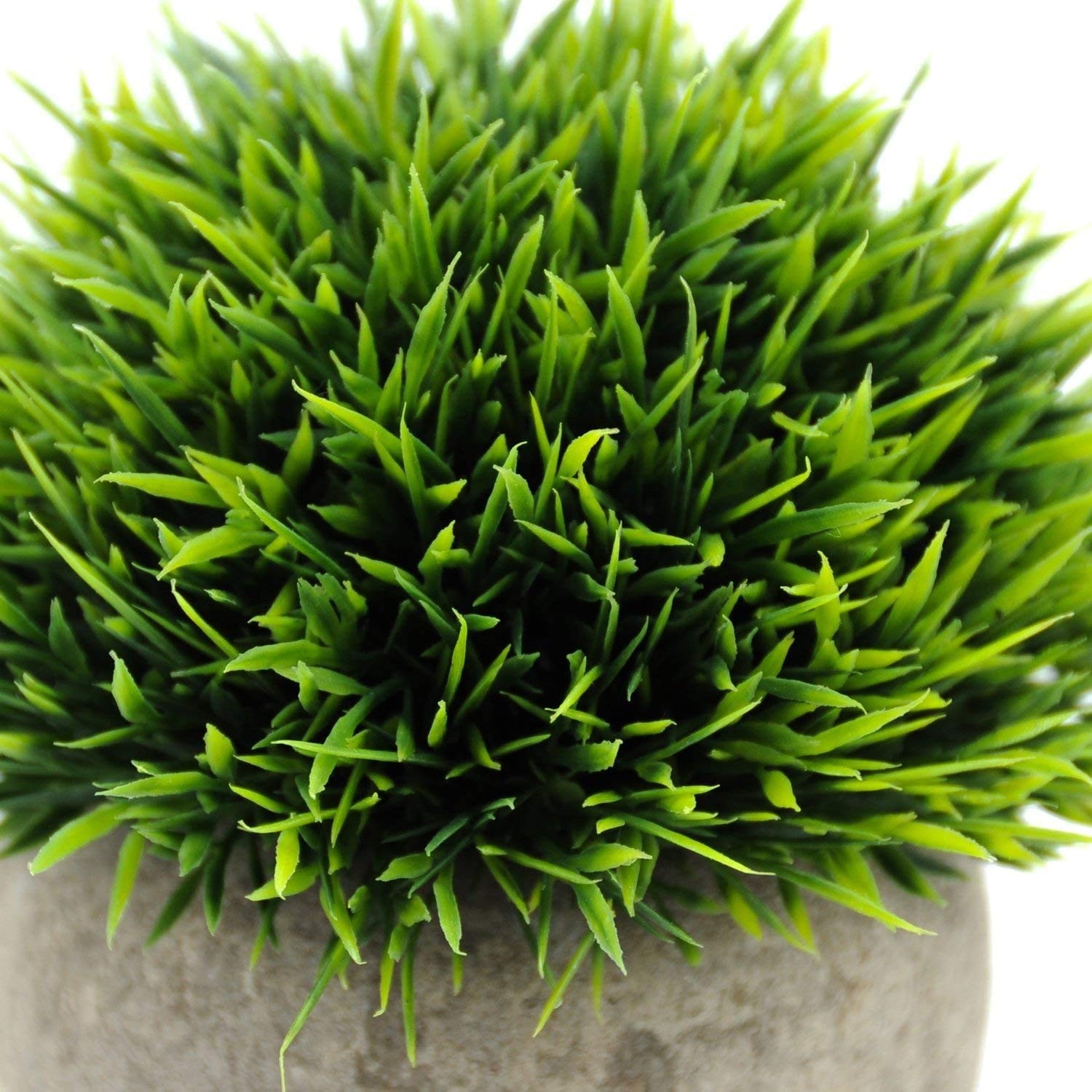 Small Fake Artificial Greenery Grass Round Paper Mache Potted Plant 1 PCS