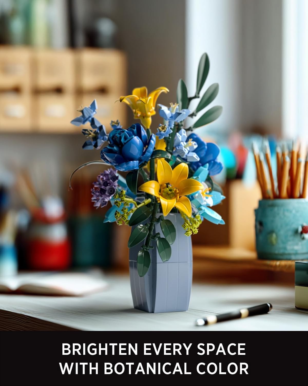 Nifeliz Wildflower Bouquet with Vase Model Toy, Botanical Building Set for Adult