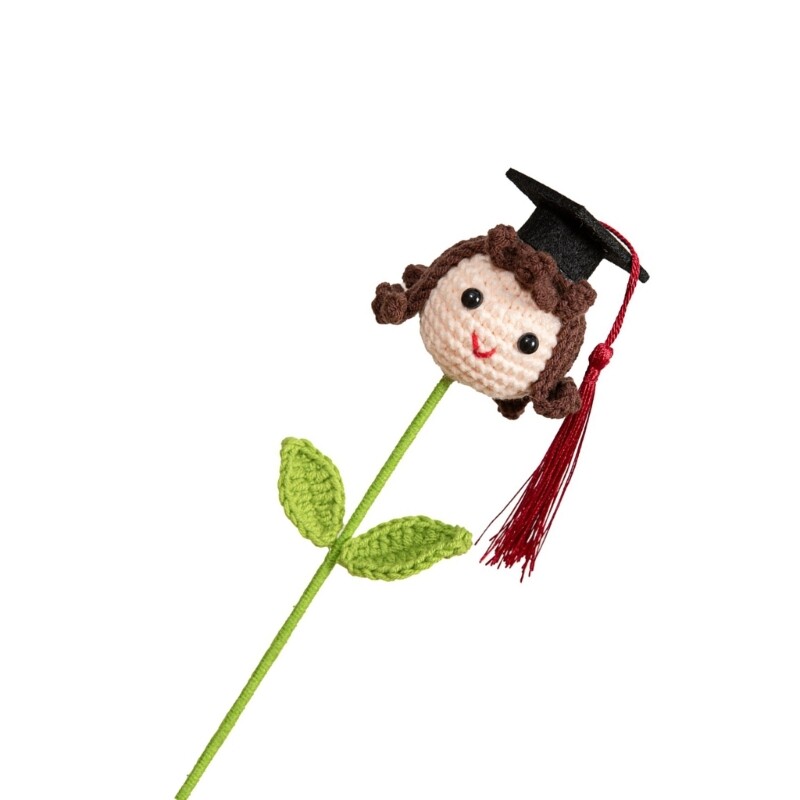 Artificial Flower Hand Crochet Graduation Hat Boy/Girl/Dog Decoration for Event