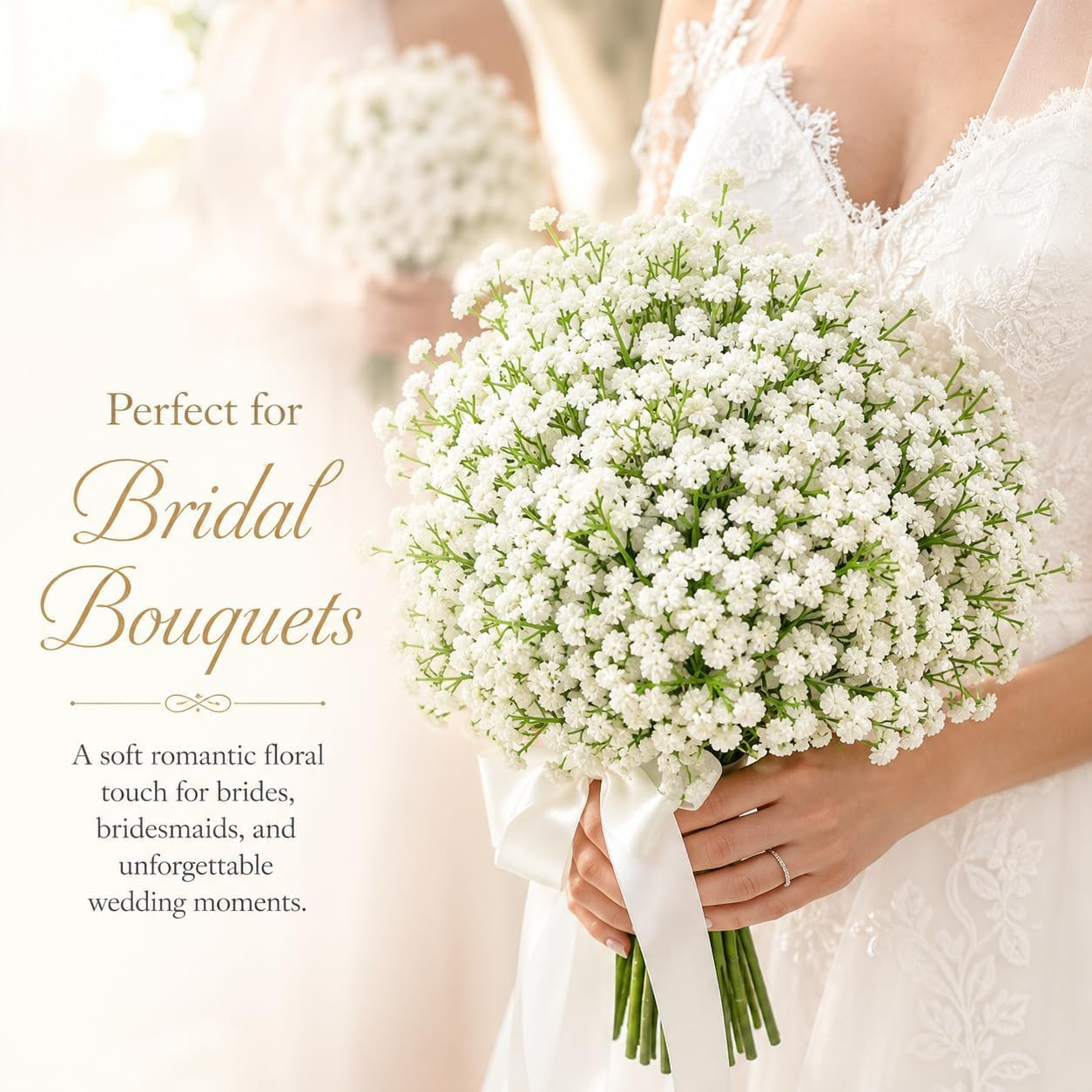 150Pcs White Baby’S Breath Artificial Flowers Bulk for Weddings | Pure White Fau