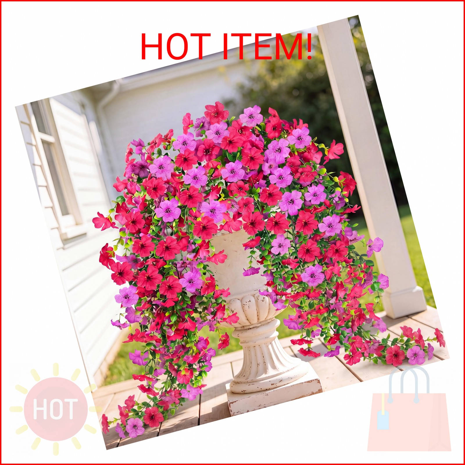 Artificial Fake Hanging Flowers Plants for Outdoor Outside Spring Summer Decorat