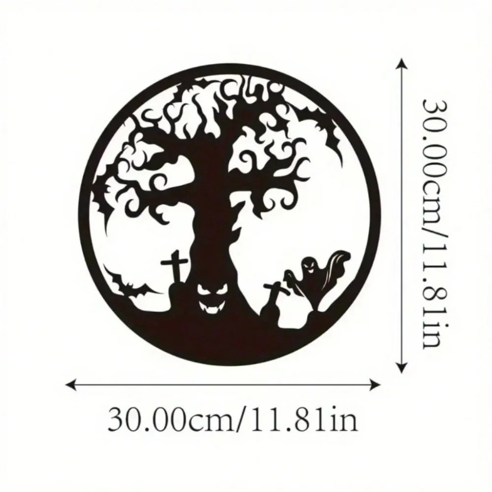Gothic Halloween Black Iron Tree Wall Art – Spooky Living Room Outdoor Decor