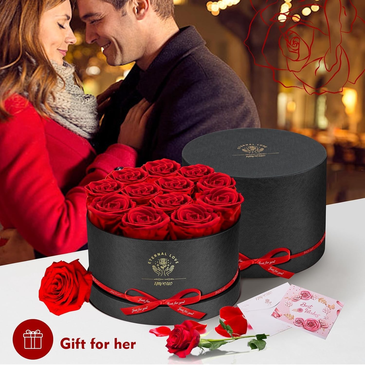 Lovely Preserved Roses in Box Perfect for Anniversary and Birthday Gifts
