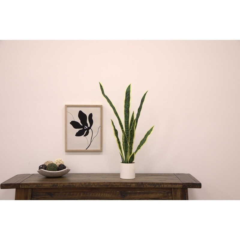 Artificial Snake Plant in Vanilla Planter Indoor Decor Office Home Gardening