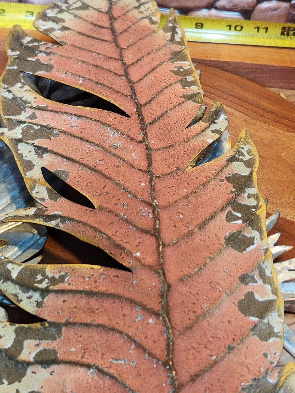 3 stamped steel LEAVES 27″ 15″ 14″ Wall Art NEW-Vintage STOCK-STEAMPUNK ART