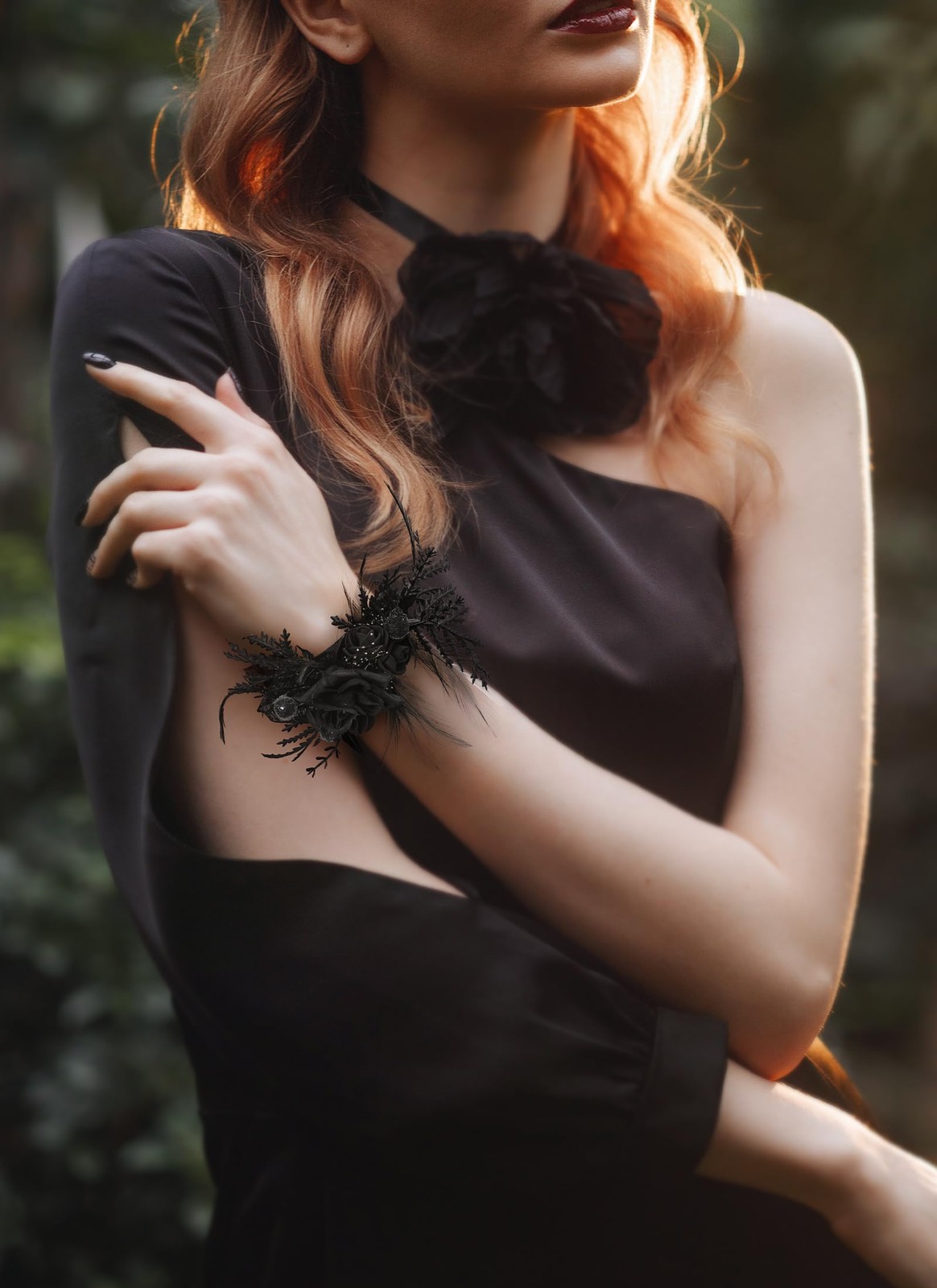 Black Gothic Wedding Corsage Boutonniere Dark Rose Boutonniere Wrist Corsage…